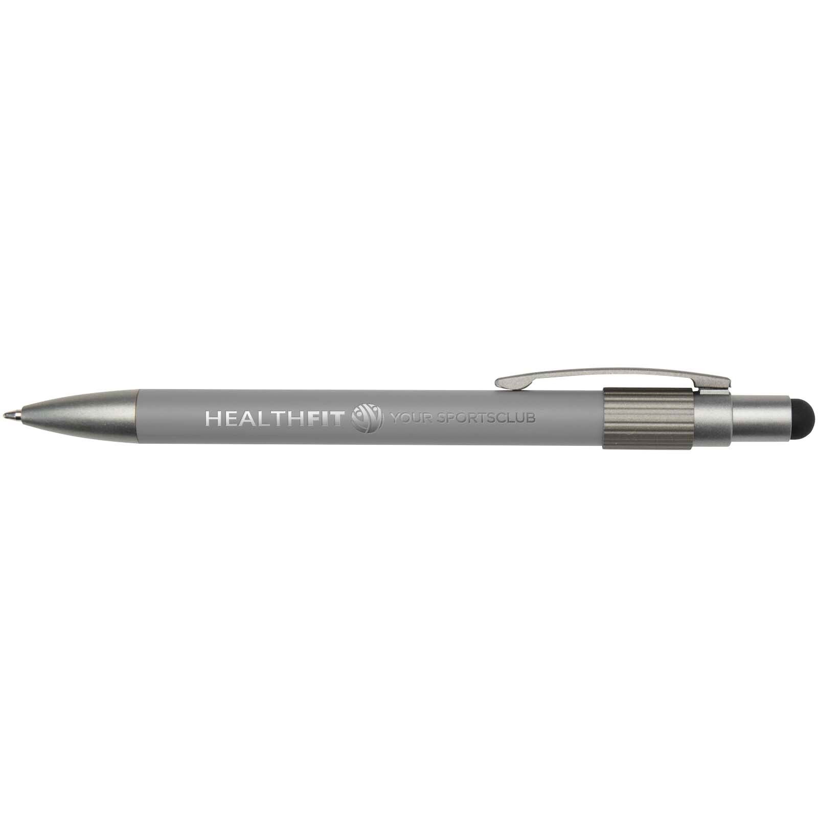 Rill RCS recycelter Kugelschreiber mit Stylus und Fidget Spinner (schwarze Mine) - grau-445