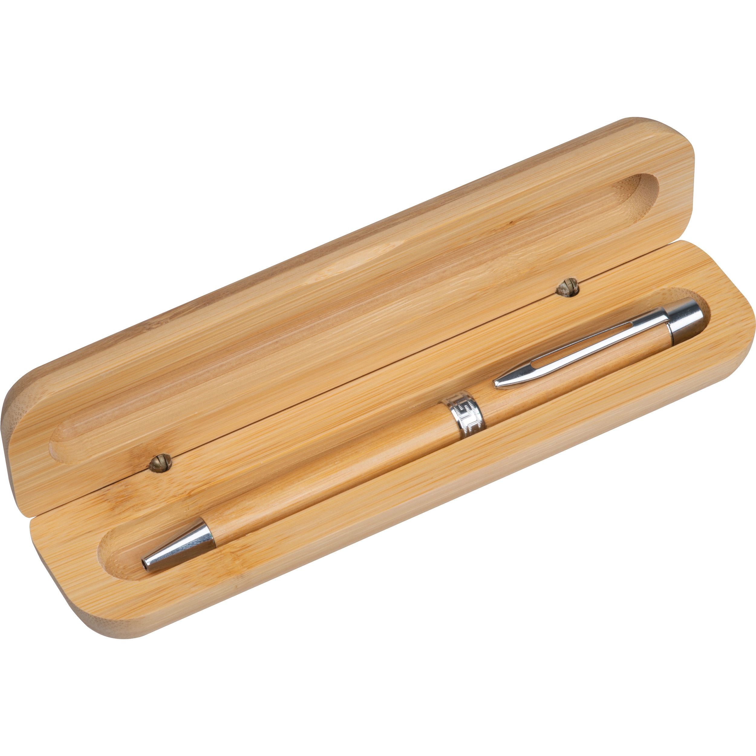 Bambus Drehkugelschreiber im Etui - beige-134