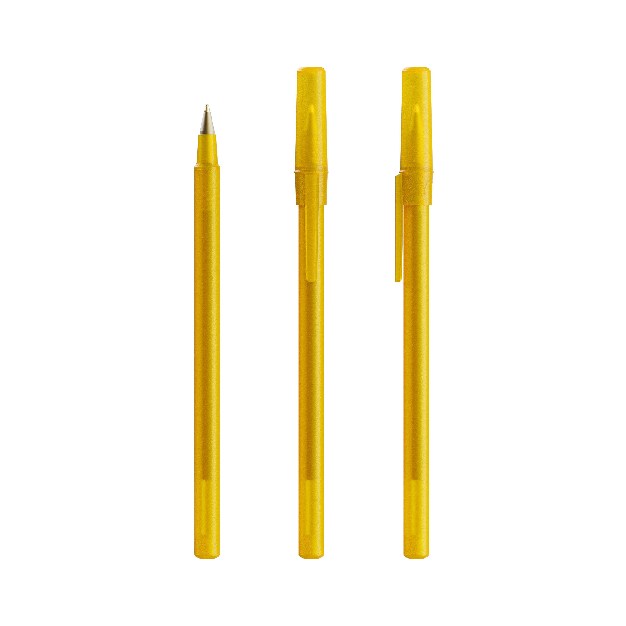 BIC® Round Stic® Kugelschreiber, Mine schwarz - gefrostetes gelb-923