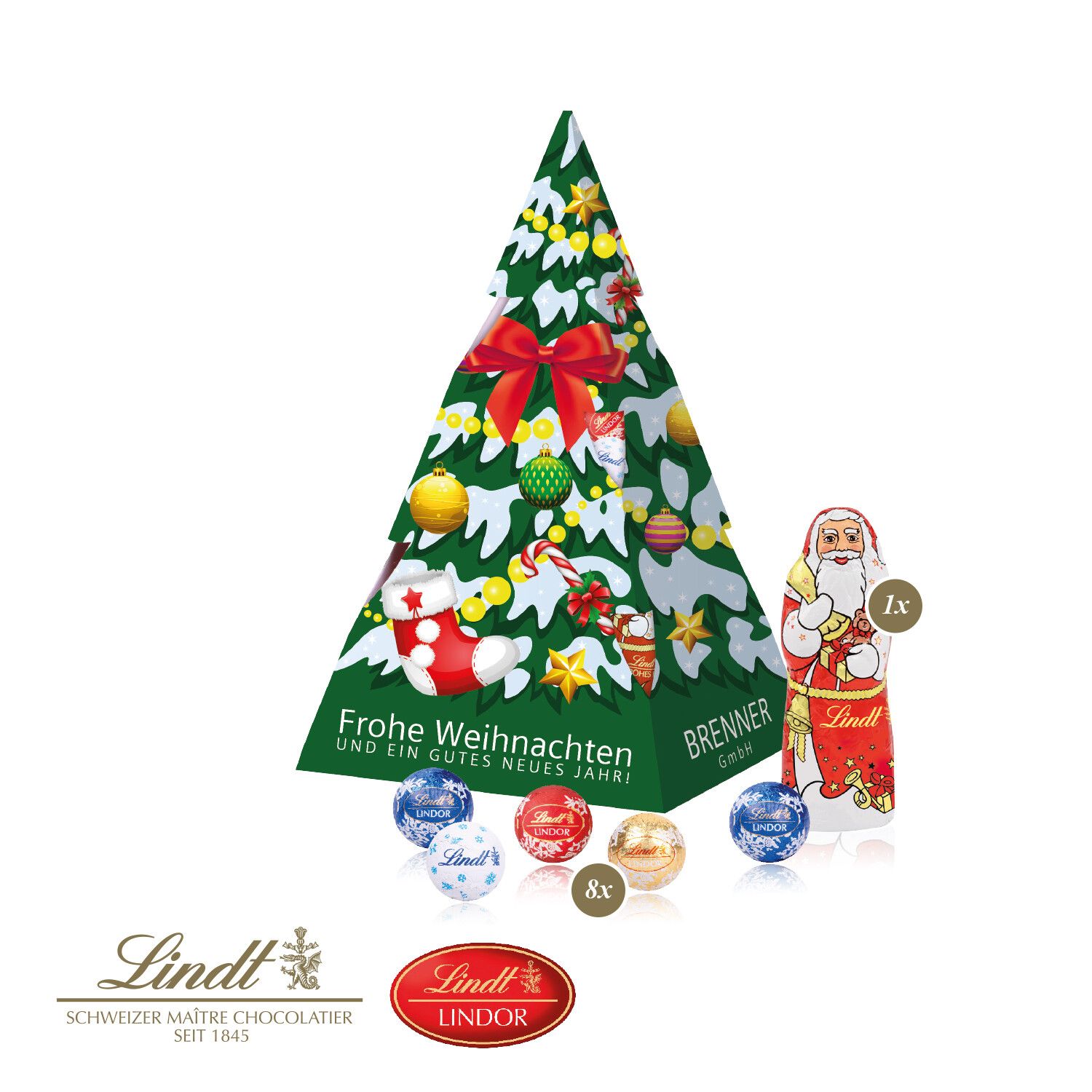 Präsent "Weihnachtsbaum" mit Lindt Minis Und Nikolaus-923