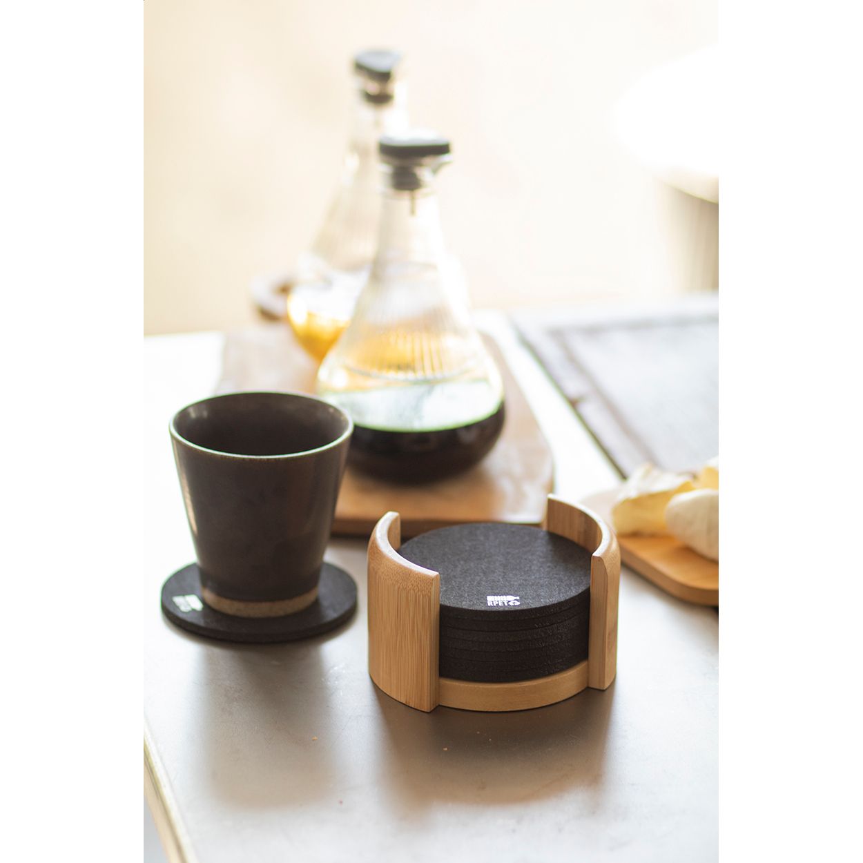 RPET Untersetzer-Set Chiang - schwarz - natur-511