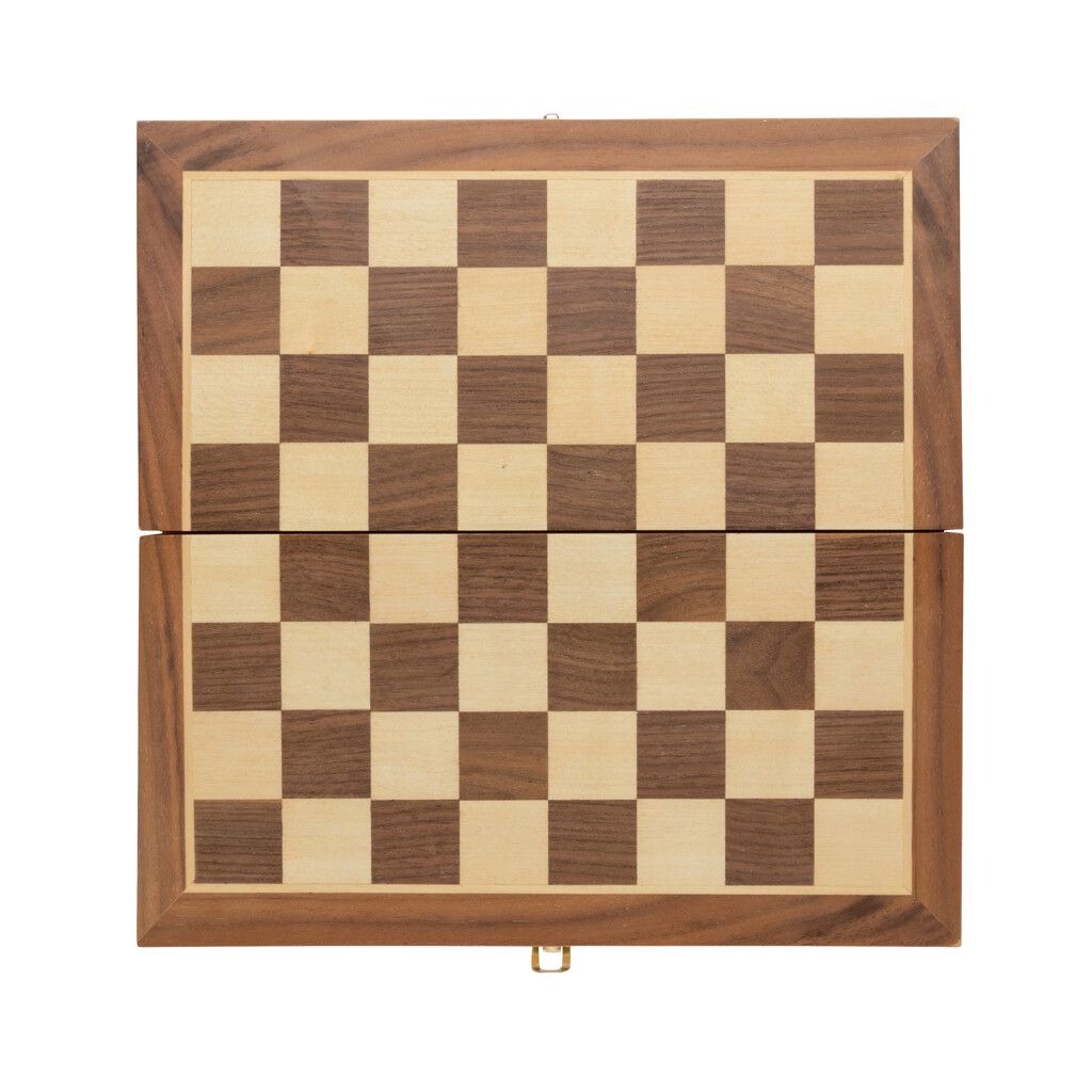 Faltbares Schachspiel aus Holz - braun-650