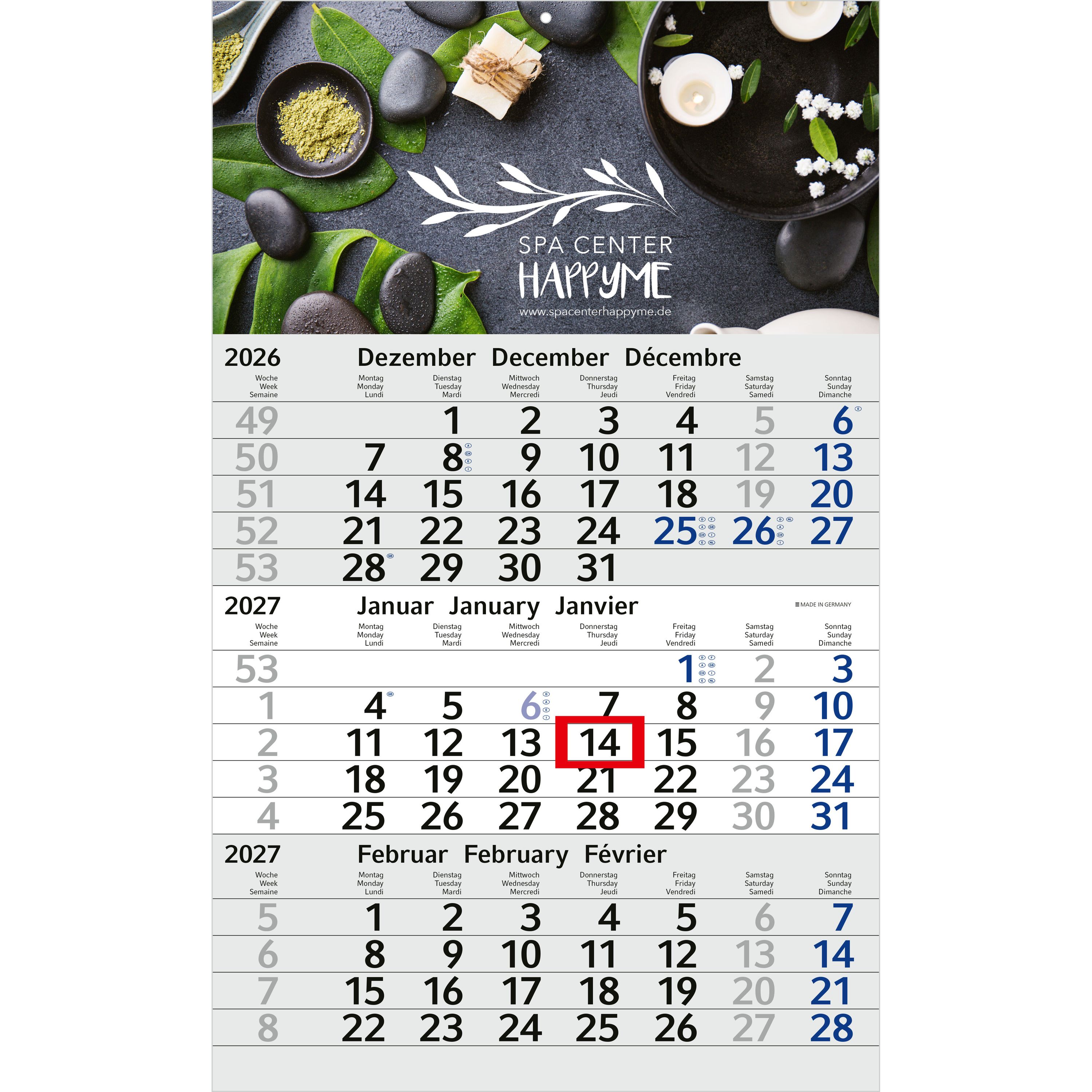 3-Monatskalender Einblatt Budget 3, blau-403