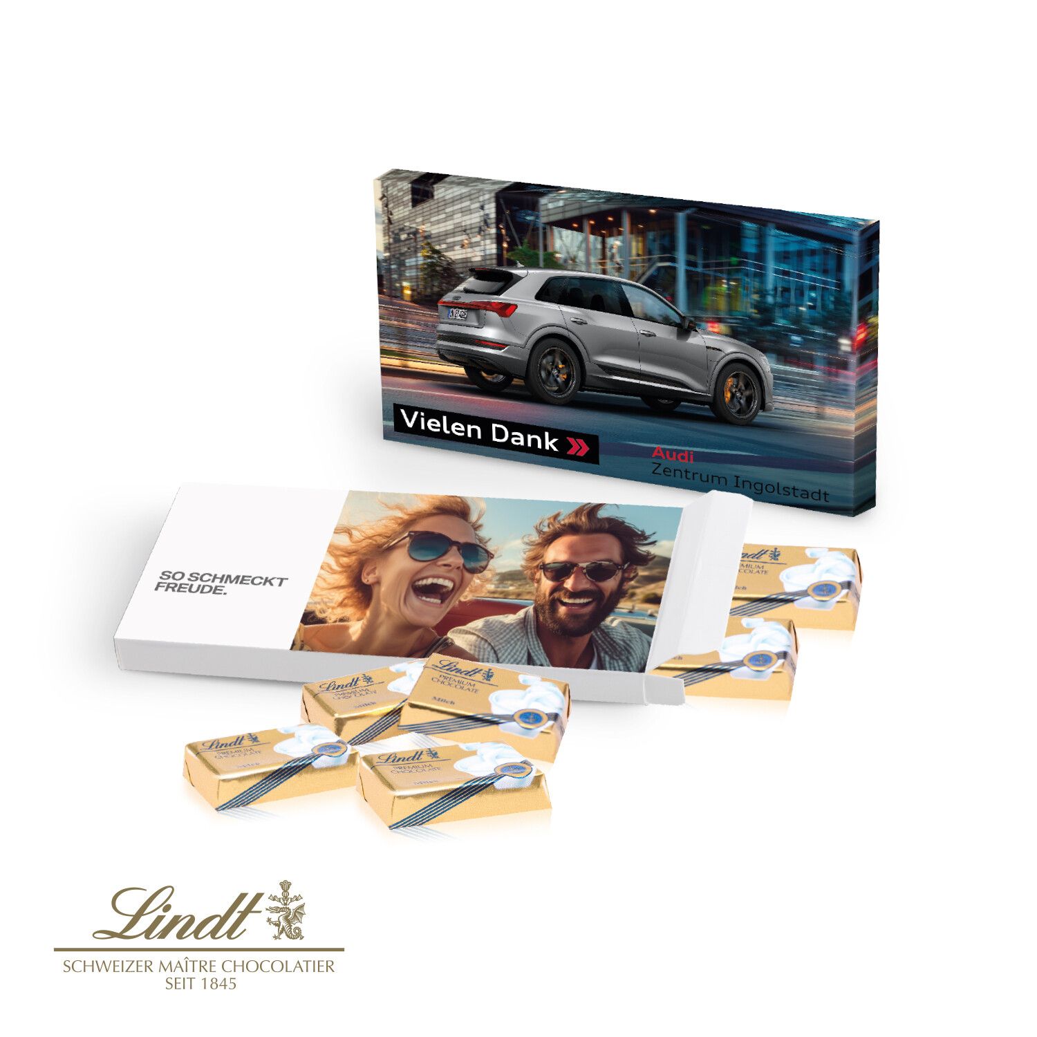 Präsentbox mit Lindt Schokotäfelchen-965