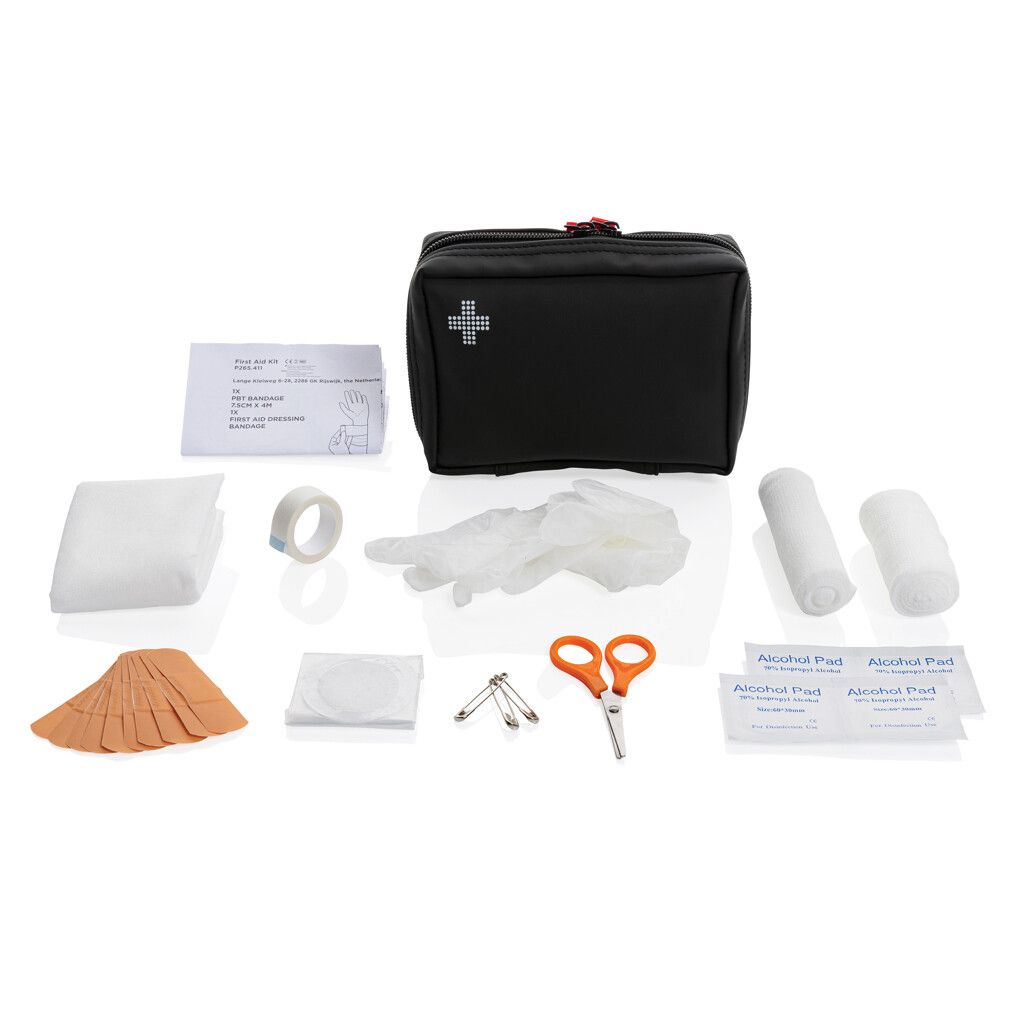 Erste-Hilfe-Set in RCS recycelter Nubuk-PU Tasche - schwarz-37