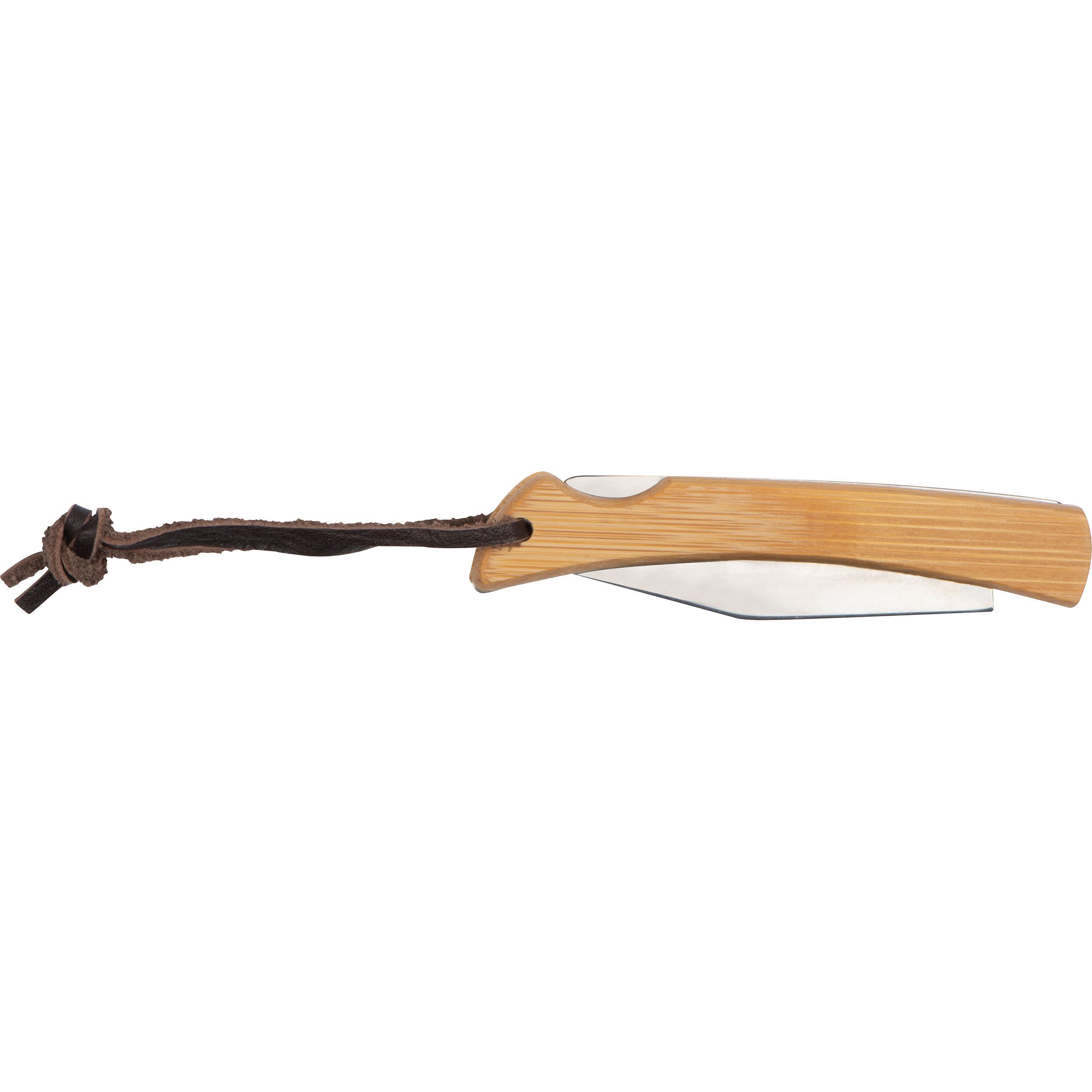 Taschenmesser mit Bambusschalen und Aufhängeschlaufe - beige-506