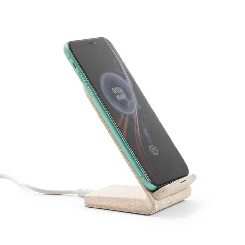 ENGLERT Smartphone-Halter mit 10W-Ladegerät aus ABS-Weizenstroh - natur-402
