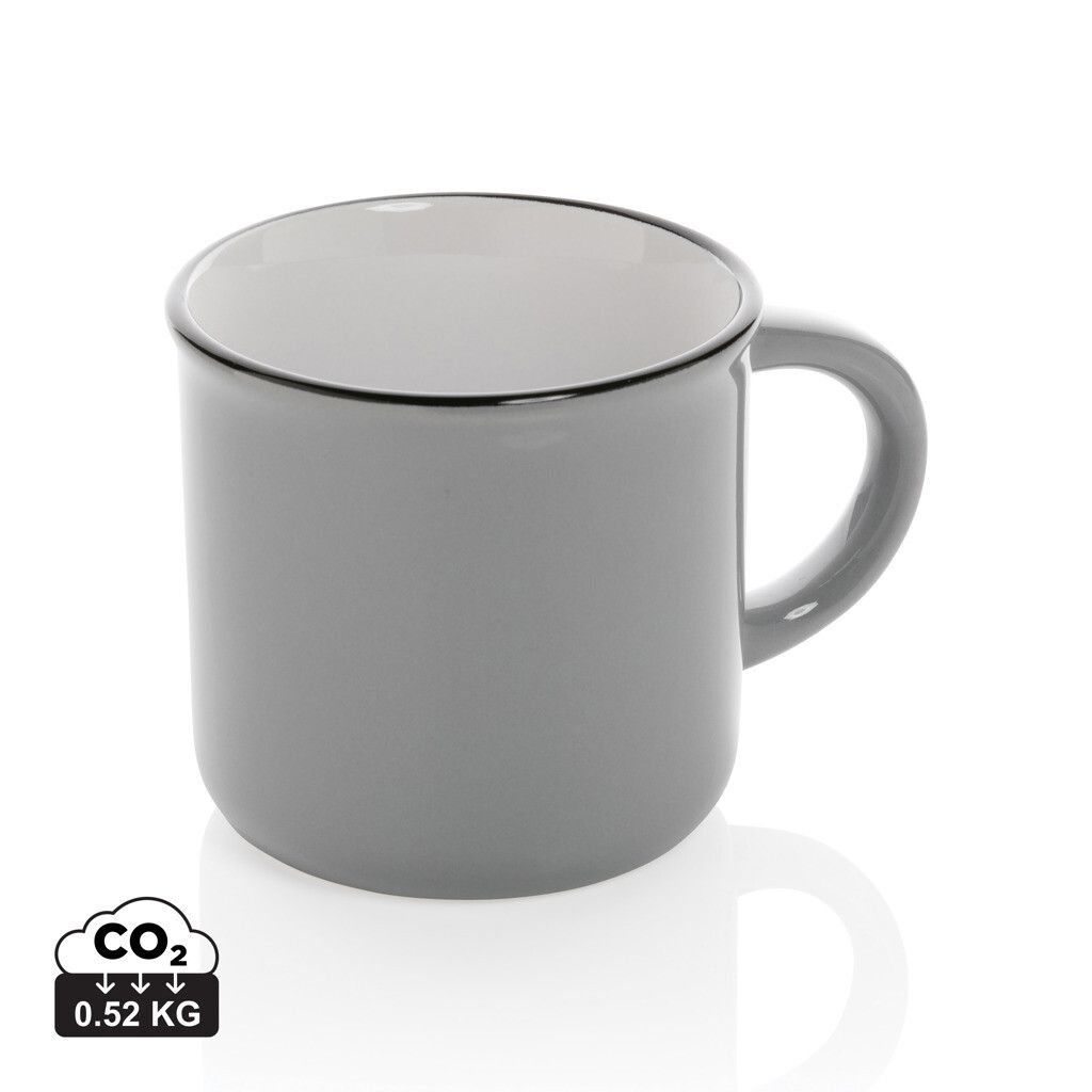 Vintage Keramiktasse, 280ml - grau-990
