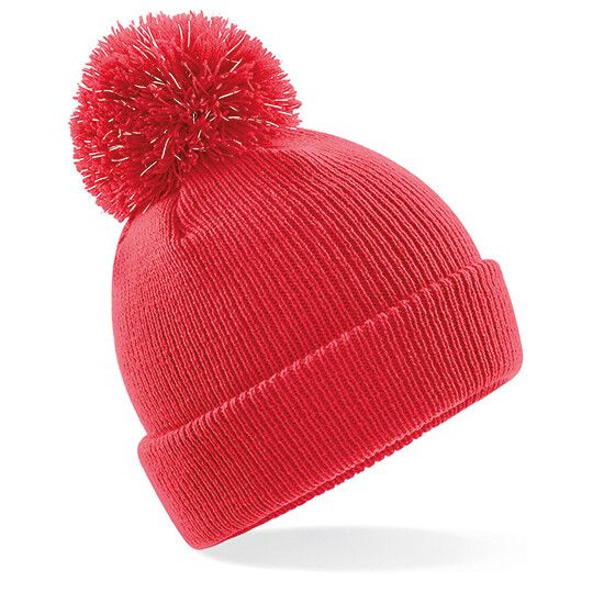 Junior Reflective Bobble Beanie - bright red-291