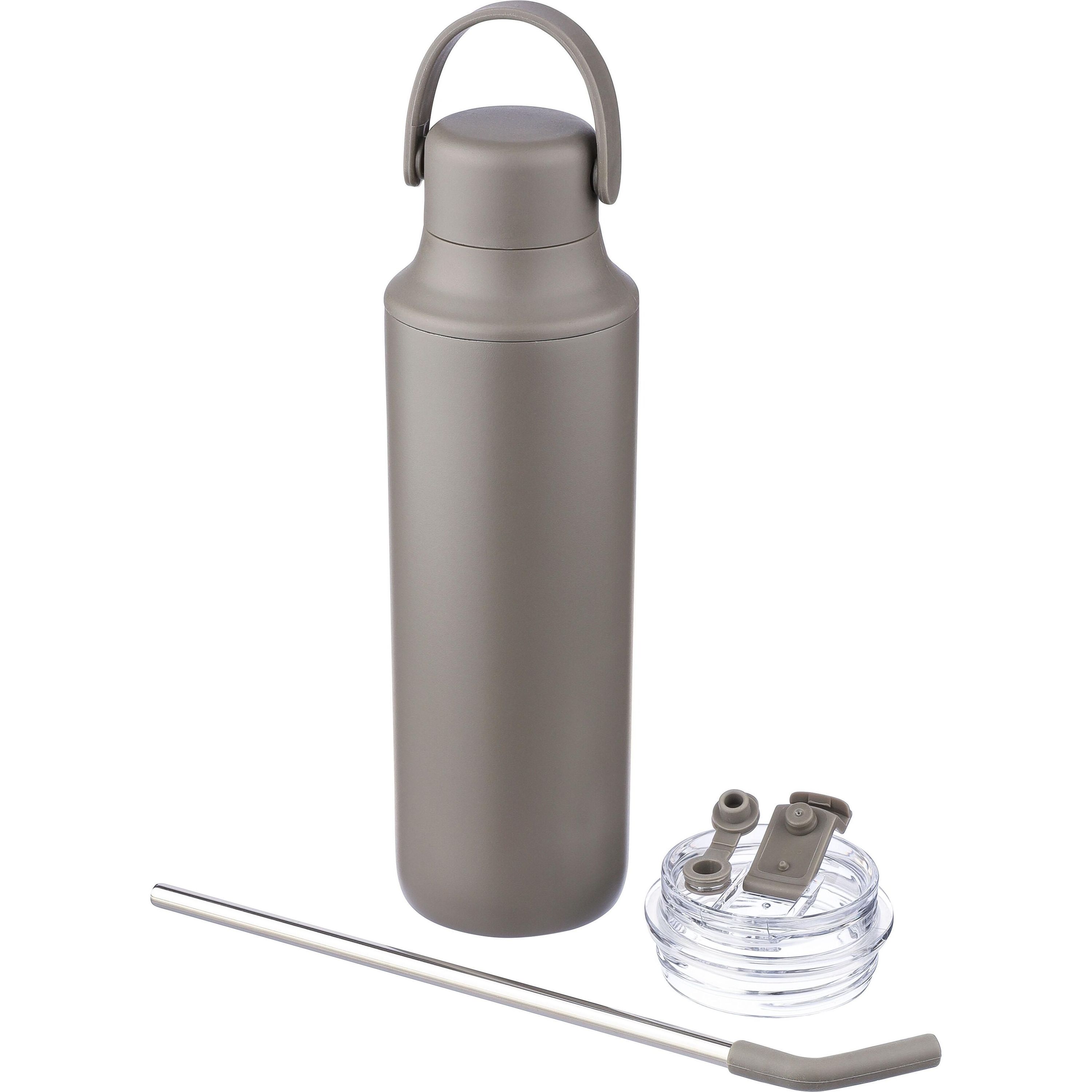 Doppelwandige Edelstahl-Trinkflasche (500 ml) Omari - schwarz-675