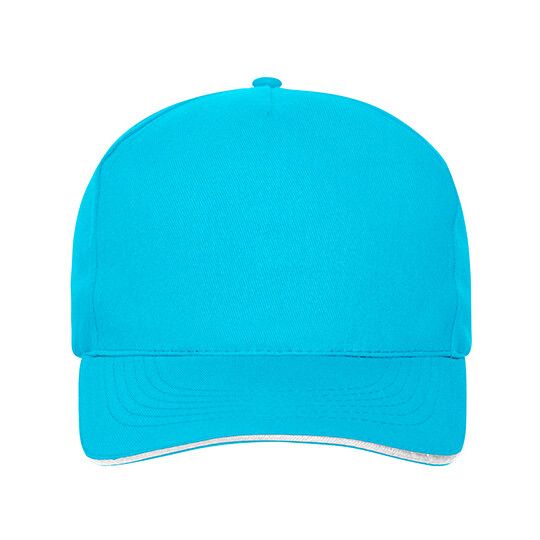 5 Panel Sandwich Cap Bio Cotton - turquoise - white-681
