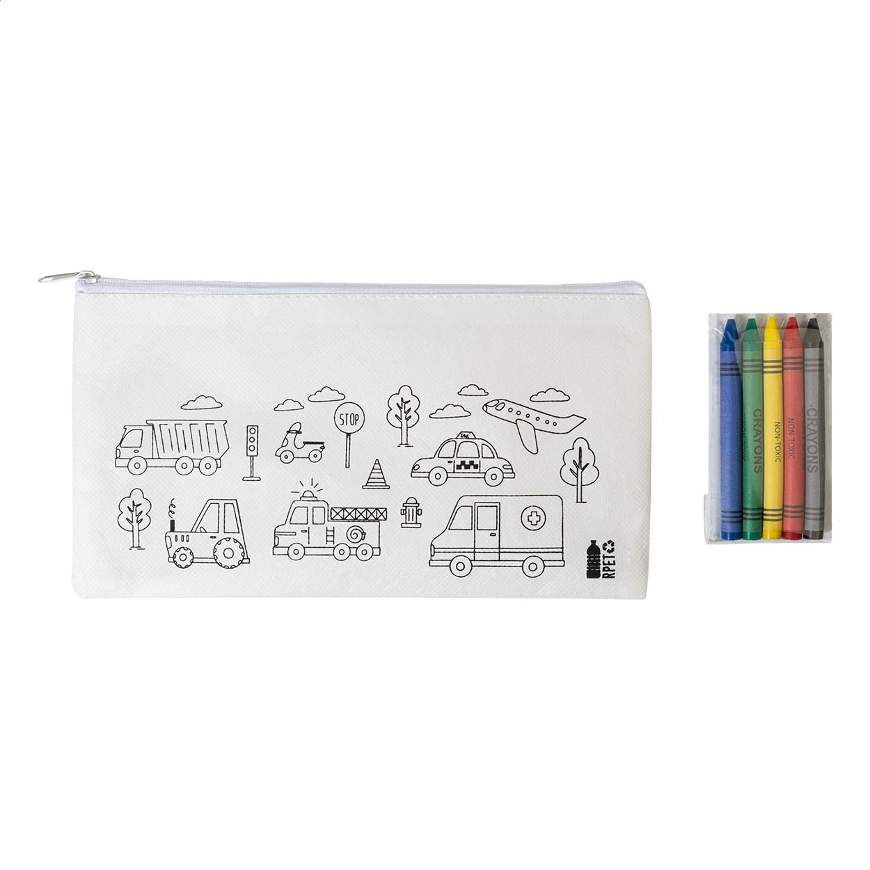 Gocolo RPET Stiftetasche zum Bemalen - weiß-471