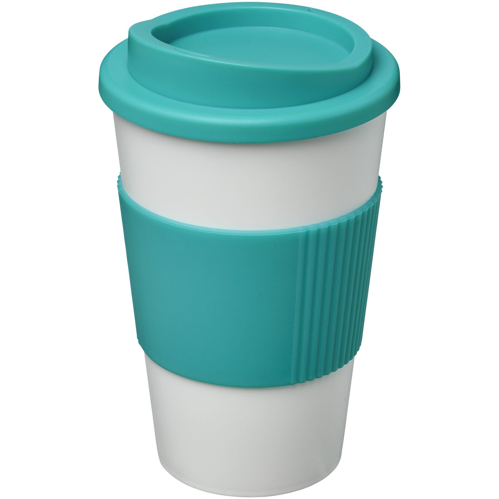 Americano 350 ml Isolierbecher mit Schutzring - weiss -  aquablau-752