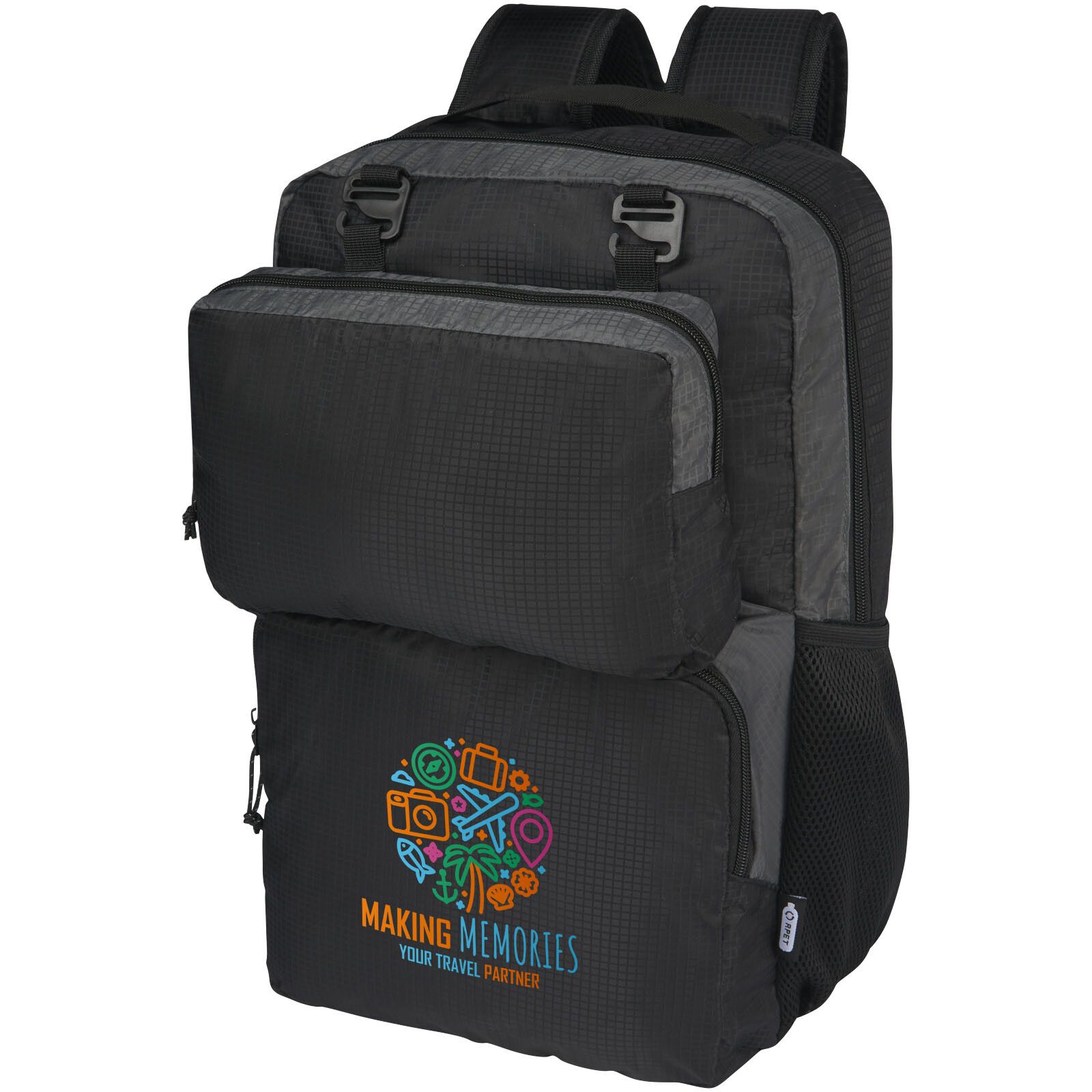 Trailhead 15" GRS recycelter zweifarbiger Laptop-Rucksack 14 L - schwarz -  grau-132