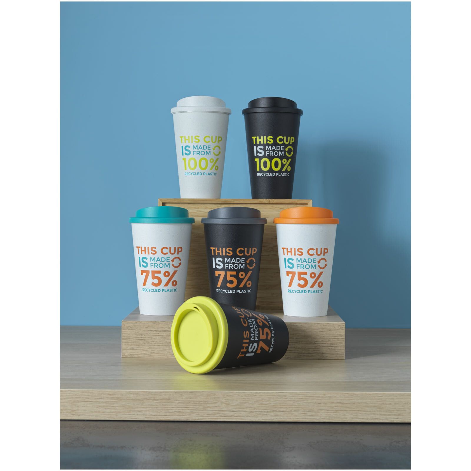Americano Eco 350 ml recycelter Becher - weiss -  grün-611