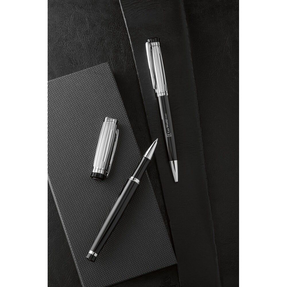 ORLANDO Kugelschreiber- und Rollerset aus Metall mit Clip - silber-598