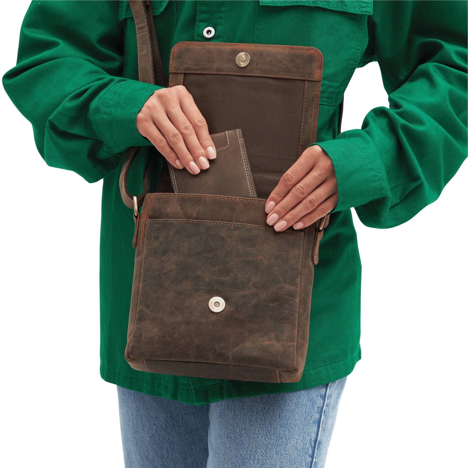 Echtleder-Tasche WILDERNESS - braun-229
