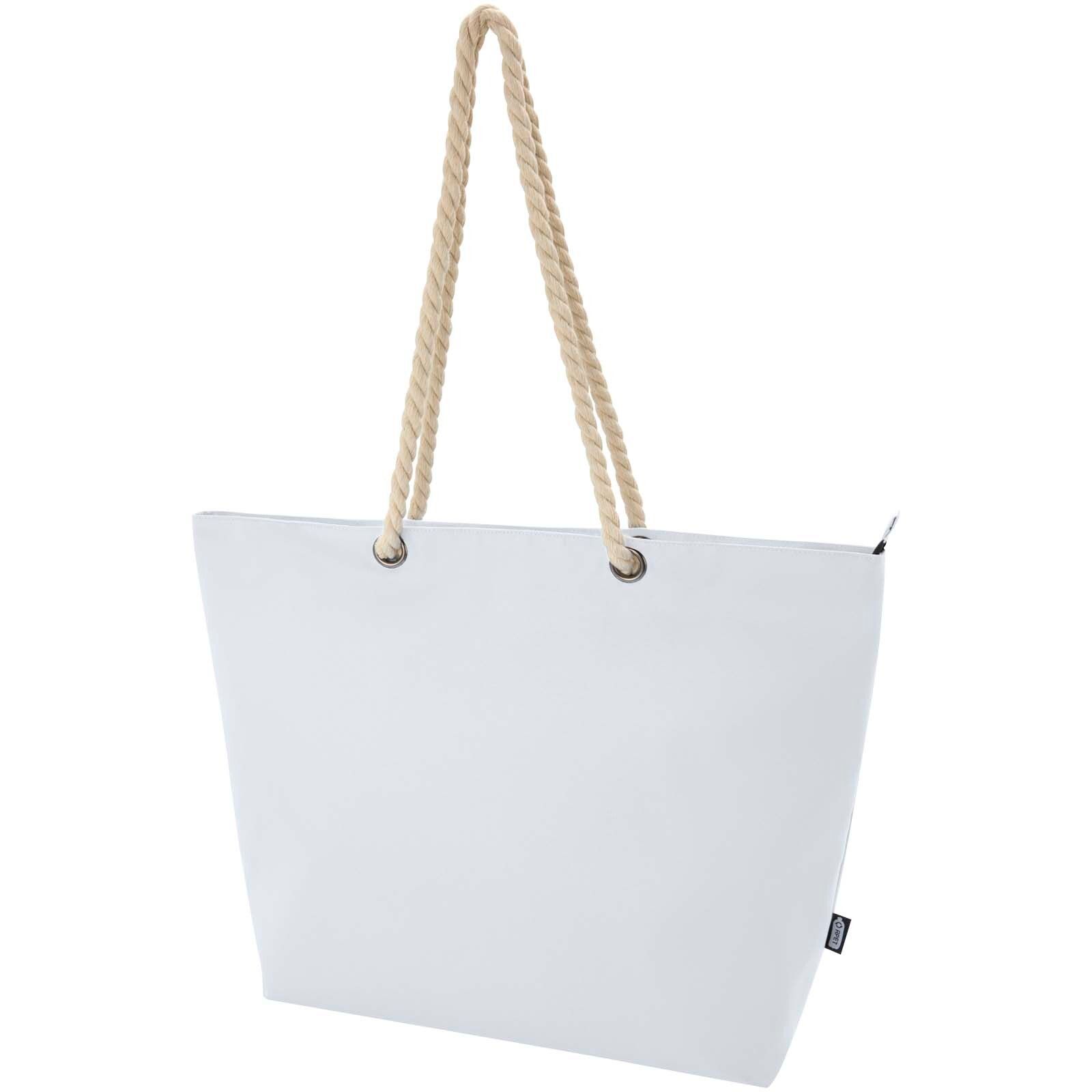 Panama Strandkühltasche mit Kordelgriffen aus recyceltem GRS-Material, 23L - weiss-276