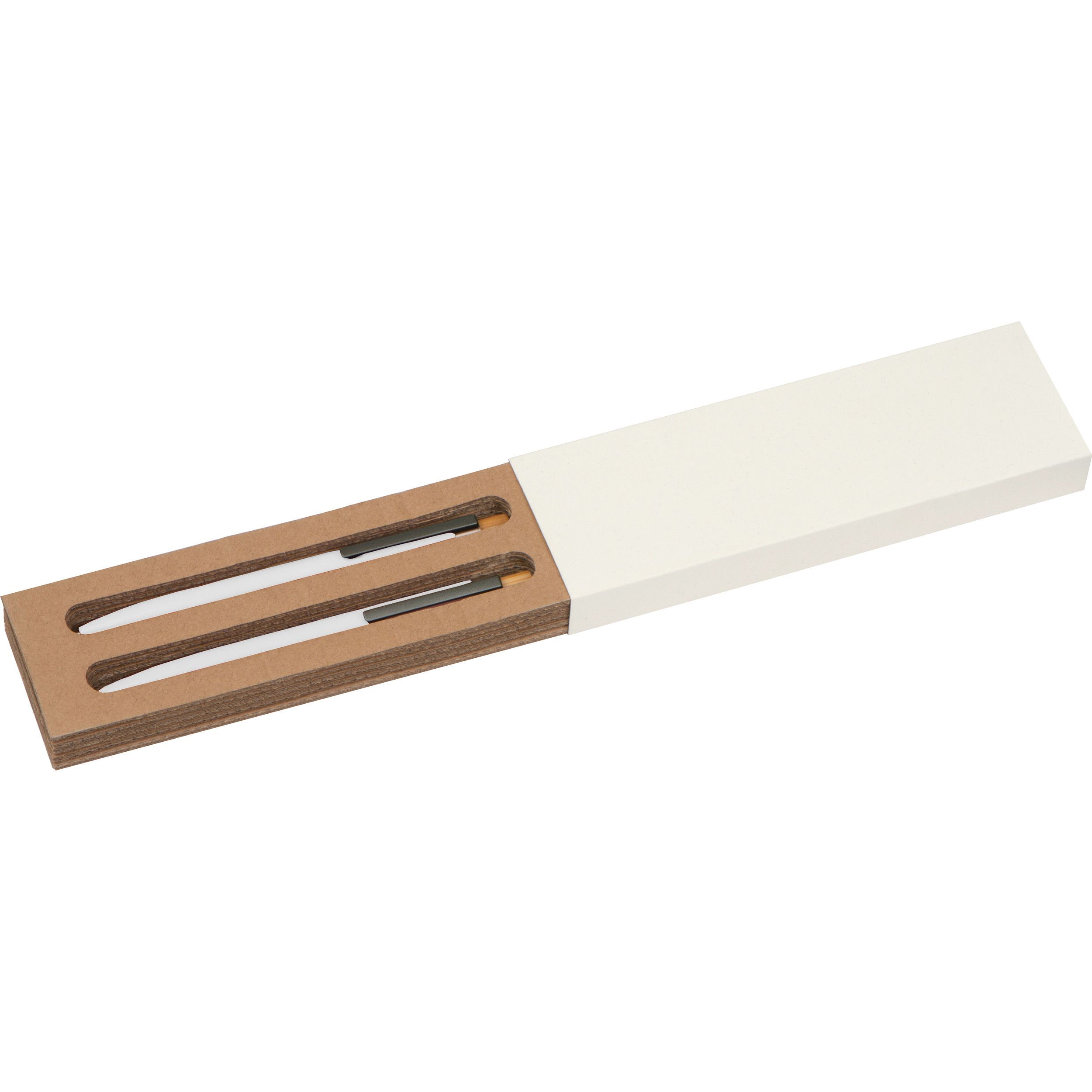 Schreibset mit Kugelschreiber und Druckbleistift aus recyceltem Aluminium  - weiß-729