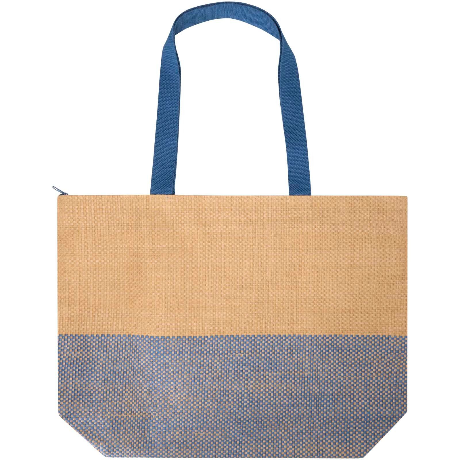 Rhythm große Strohpapier Tragetasche mit Reißverschluss, 21 l - ozeanblau-68