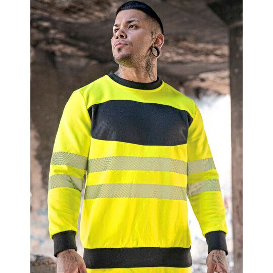 EOS Hi-Vis Workwear Sweatshirt With Printing Area - signal yellow - black-725