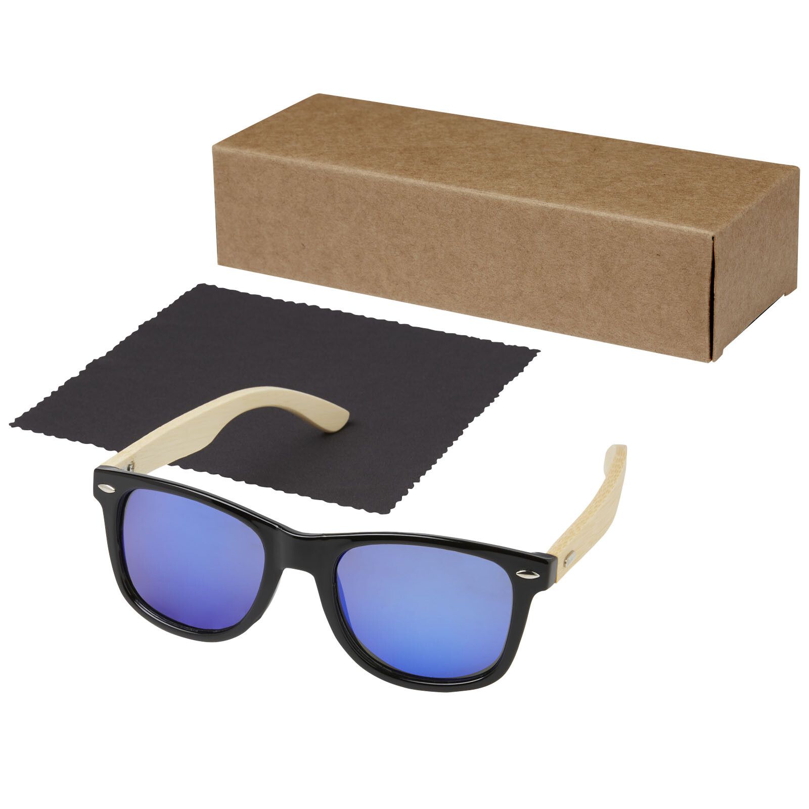 Taiyō verspiegelte polarisierte Sonnenbrille aus rPET/Bambus in Geschenkbox - holz-8
