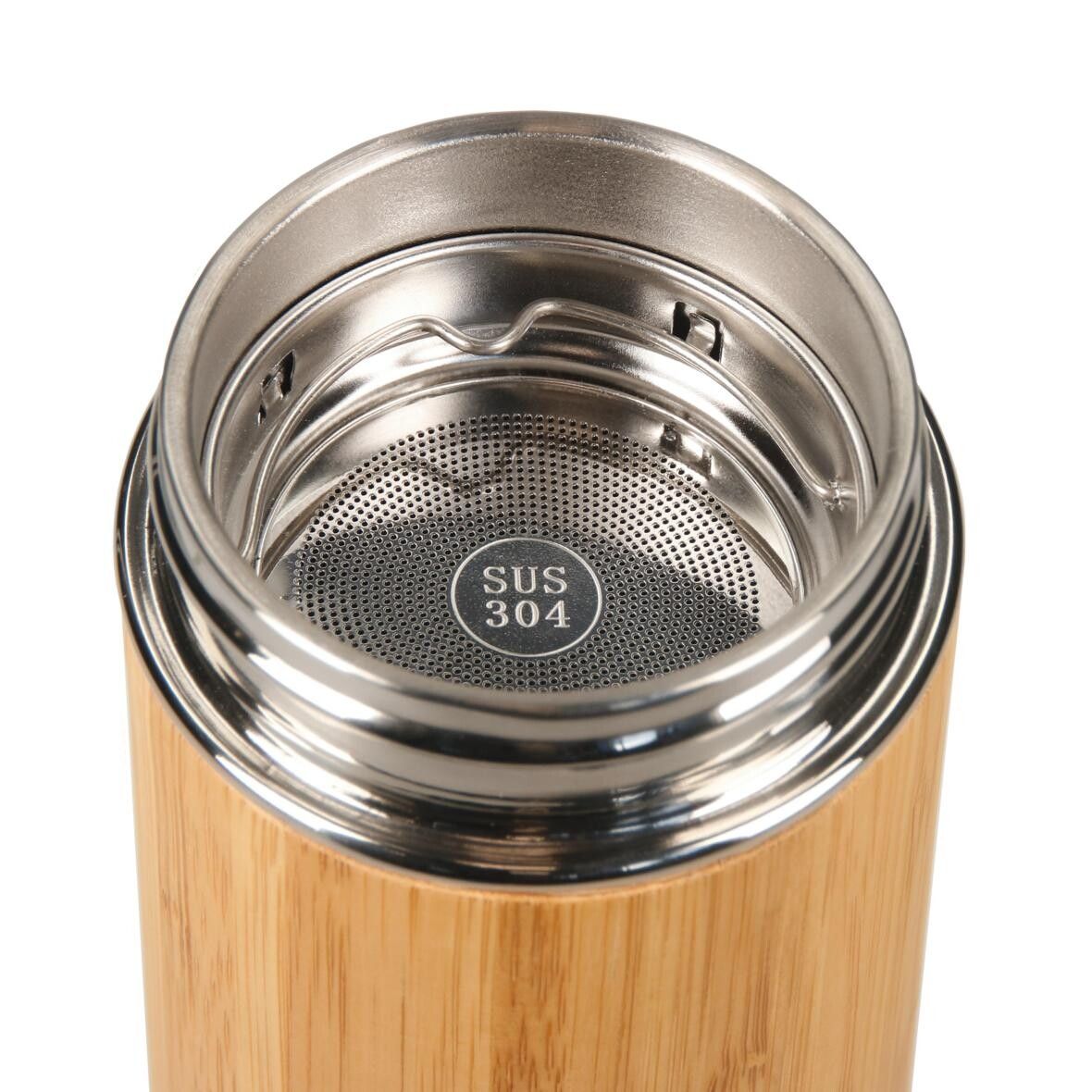 Vakuum Flasche Bambus, small 350 ml - braun-982