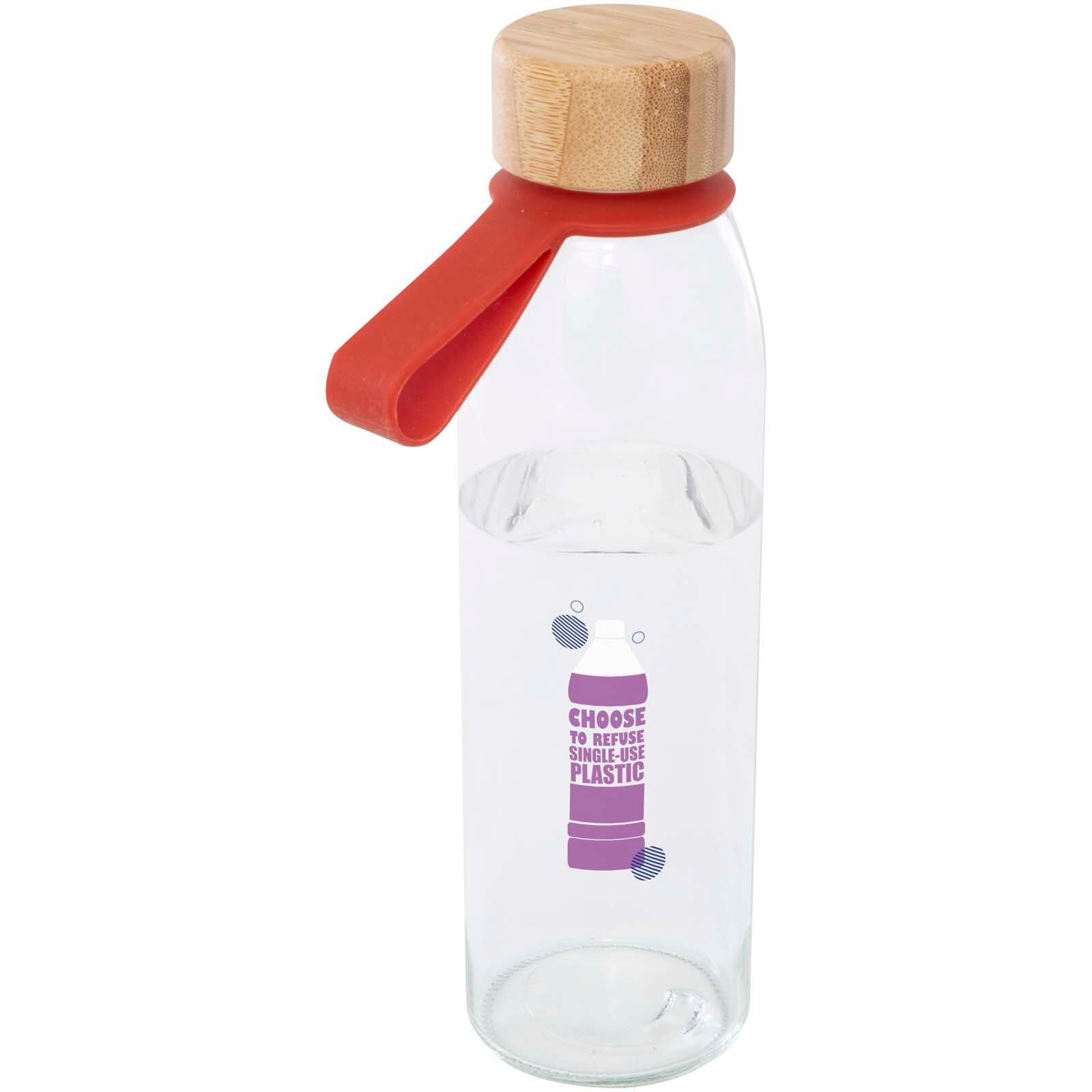 Porto 500 ml Glas-Flasche mit Silikongriff und Bambusdeckel  - ziegelstein-85