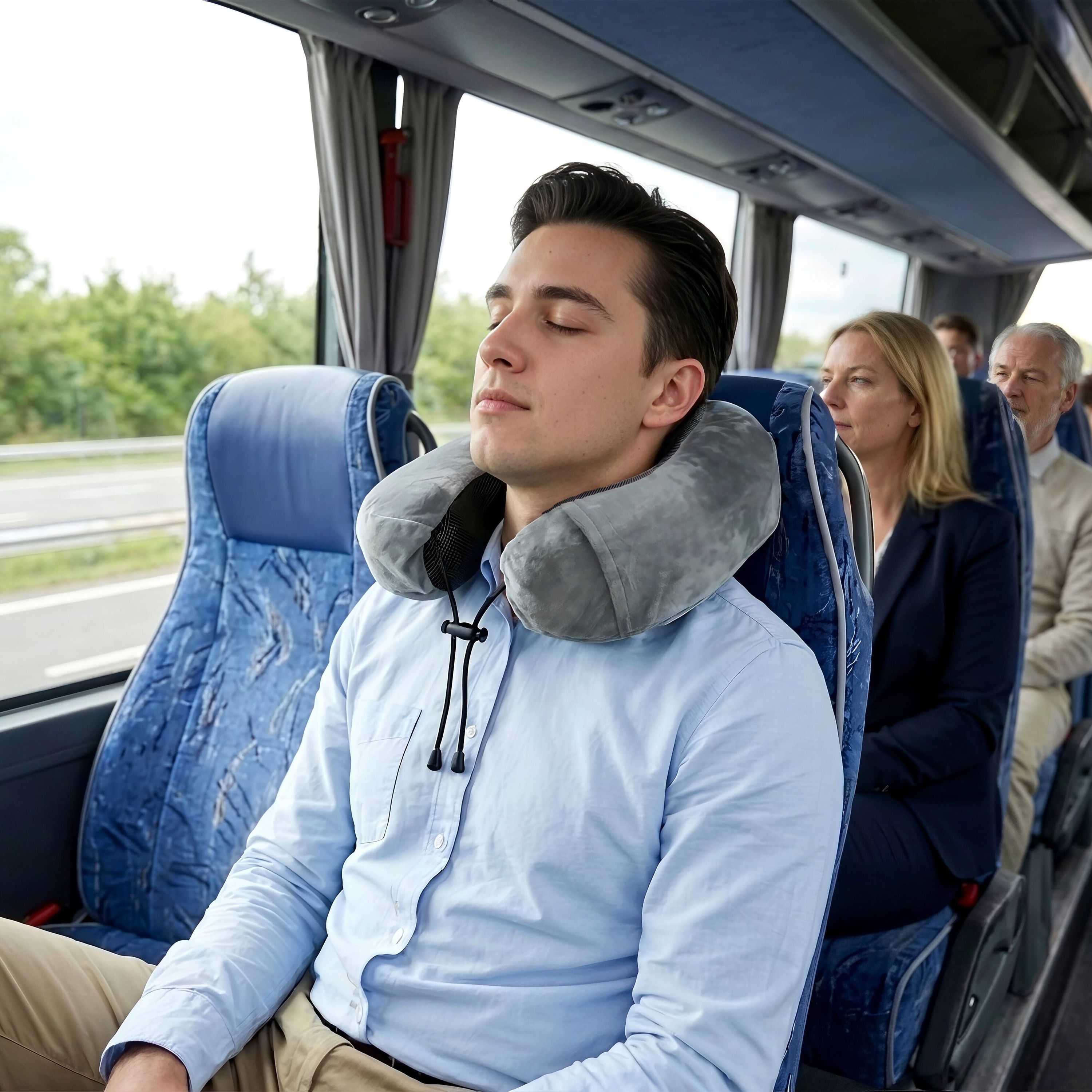 Reisekissen aus Memory-Schaumstoff mit EVA-Hülle - grau-410