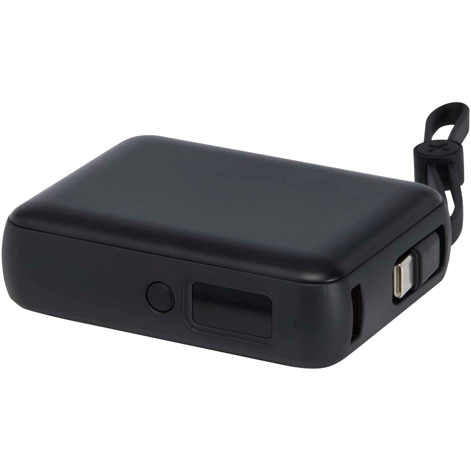 Acrux 35 W 10.000 mAh Tablet Powerbank mit integriertem Typ-C-Kabel aus recyceltem Kunststoff - schwarz-234
