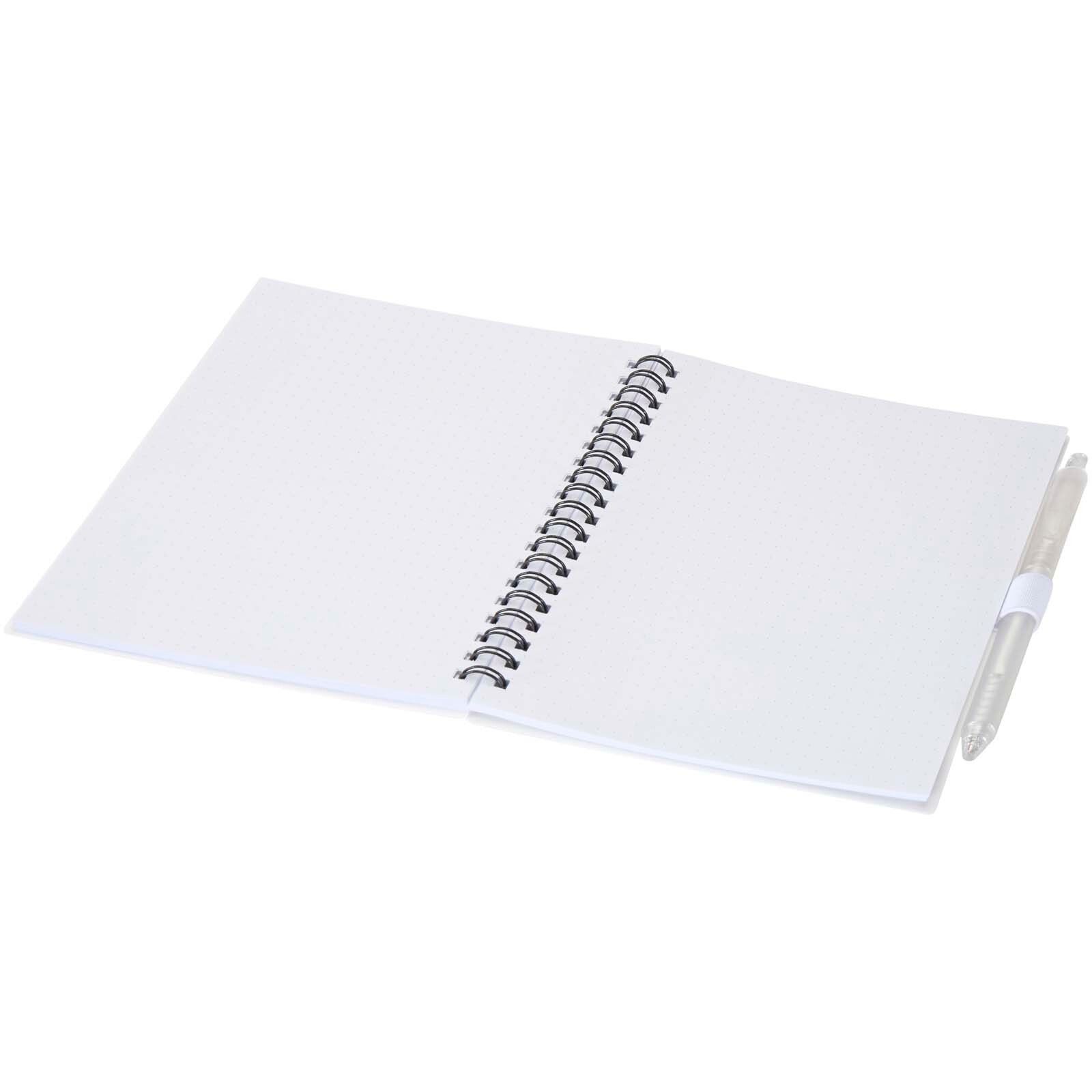 Niove Softcover Notizbuch aus recyceltem Kunststoff mit Kugelschreiber (blaue Mine) - weiss-492