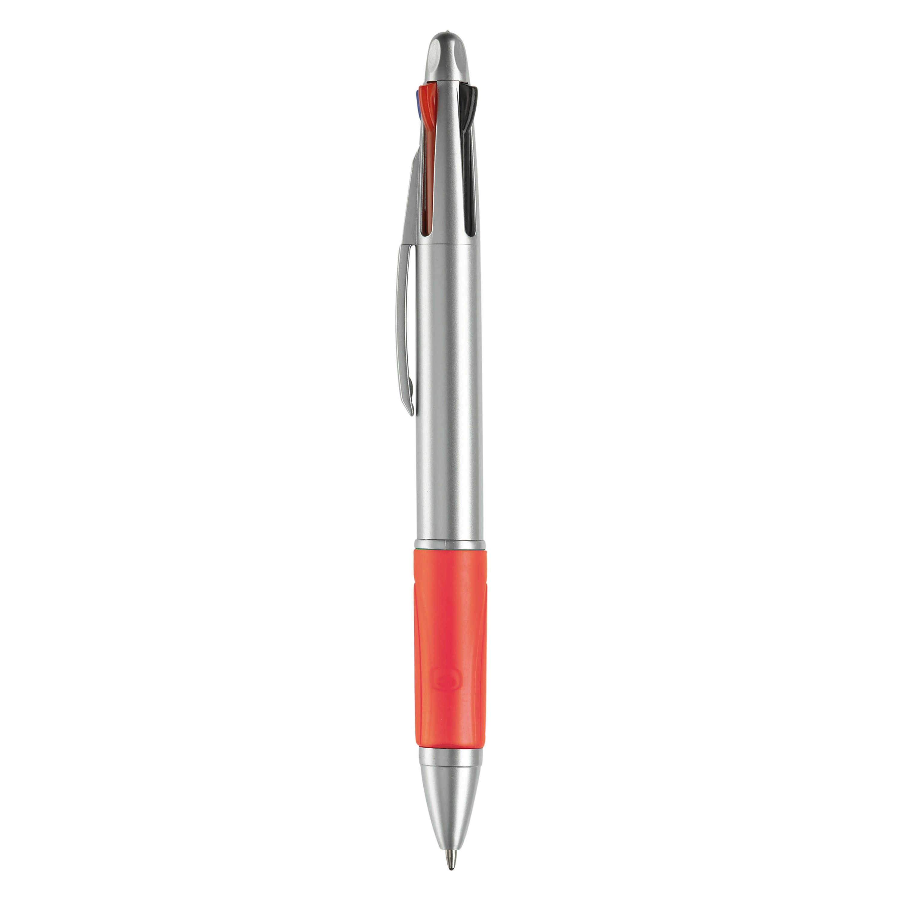Kugelschreiber mit 4 Schreibfarben - silber  -  rot-332