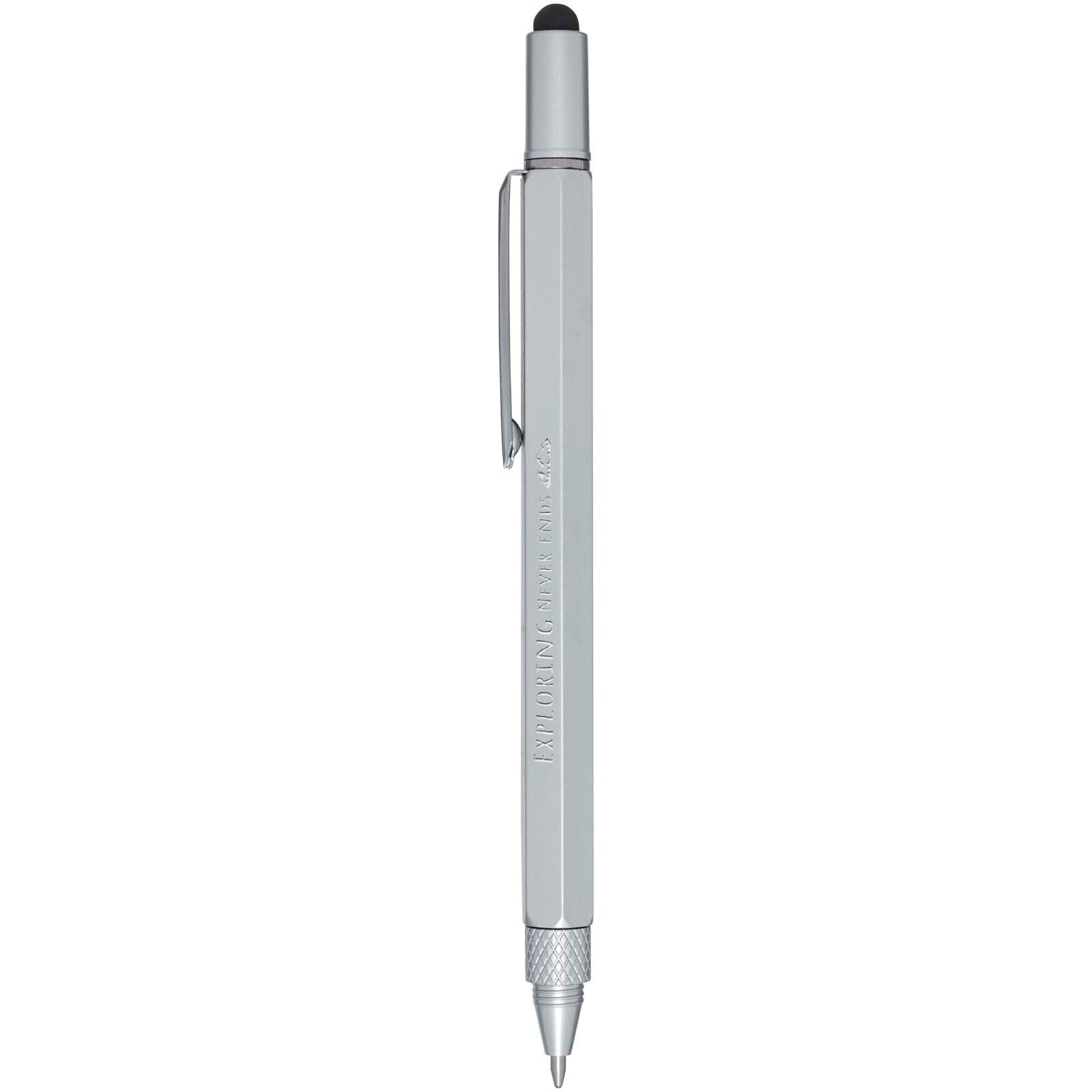 Dora Multifunktionsstift aus recyceltem Aluminium (schwarze Mine) - silber-8