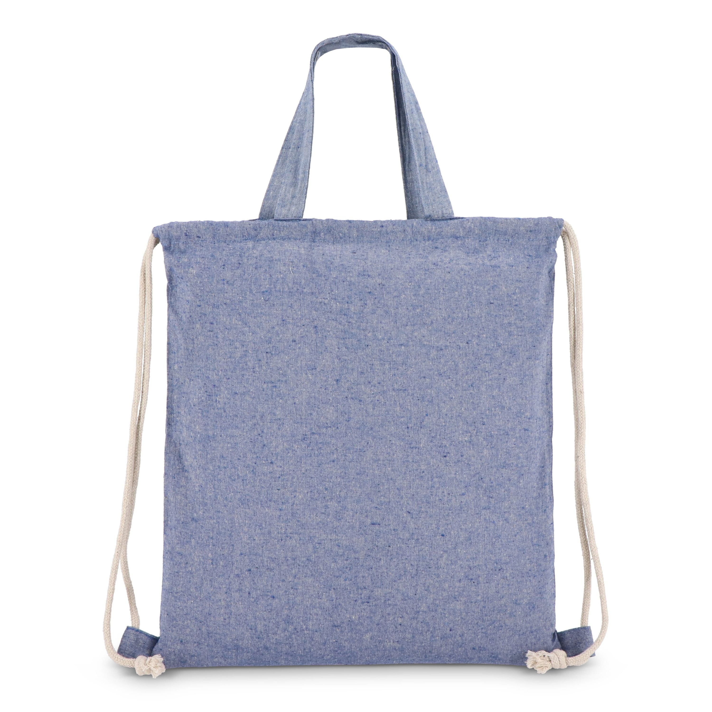 Tasche/Beutel mit Kordelzug aus recycelter Baumwolle 38x42cm - blau-786