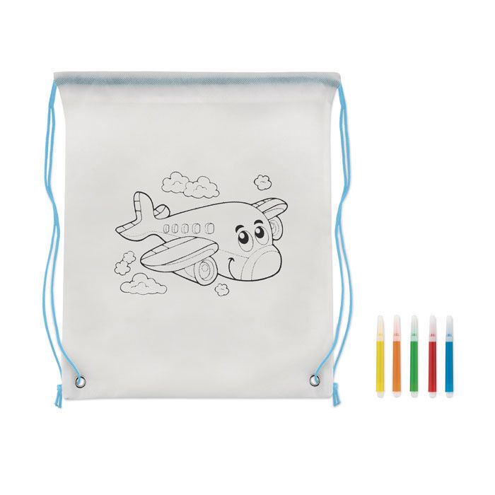 Gestaltbarer Kordelzugbeutel CARRYDRAW - babyblau-522