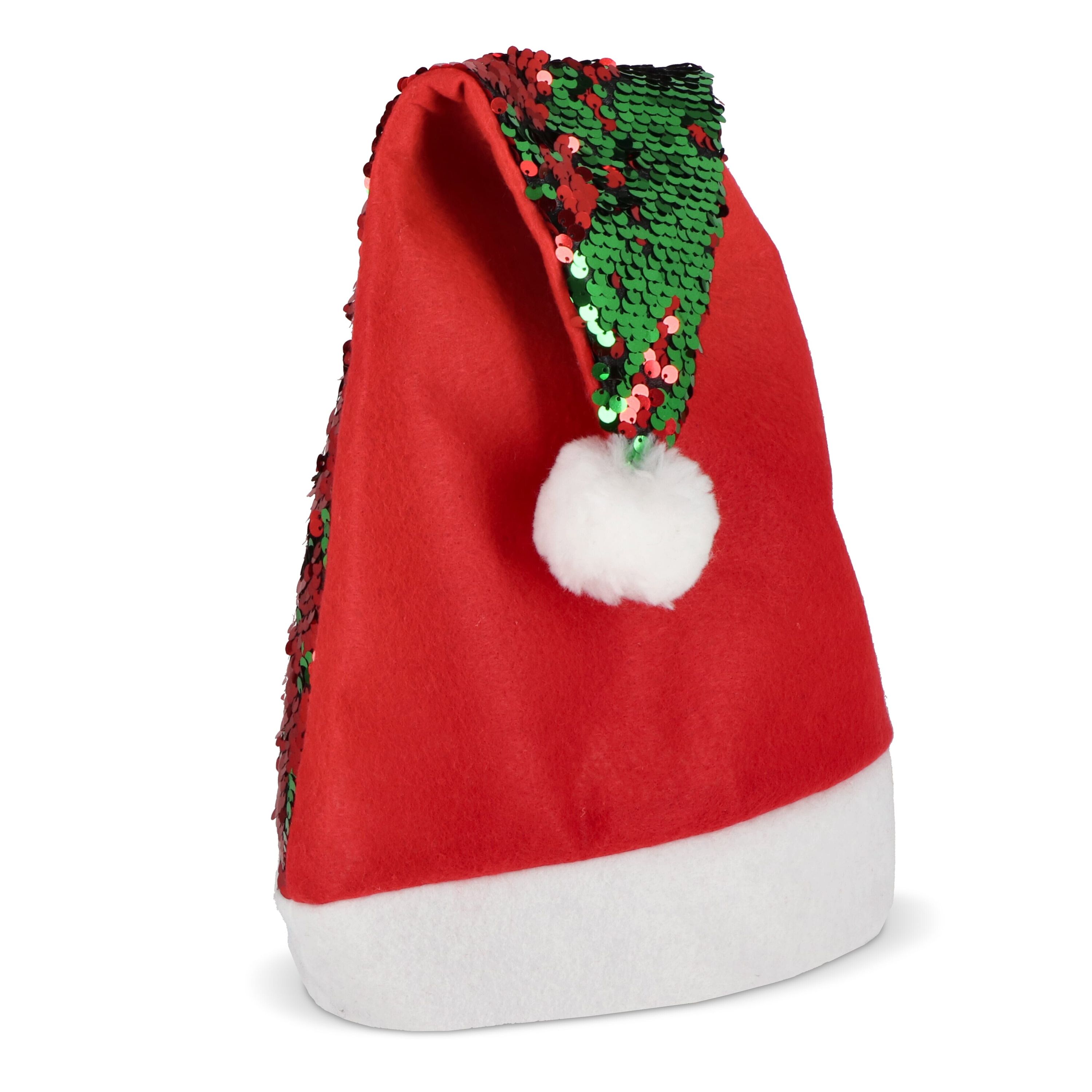 Zweifarbige Pailletten-Weihnachtsmütze - rot  -  grün-327