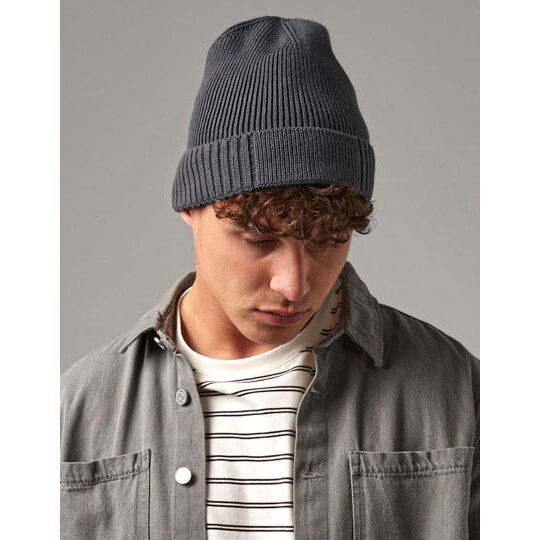 Organic Cotton Engineered Patch Beanie - graphite grey-993