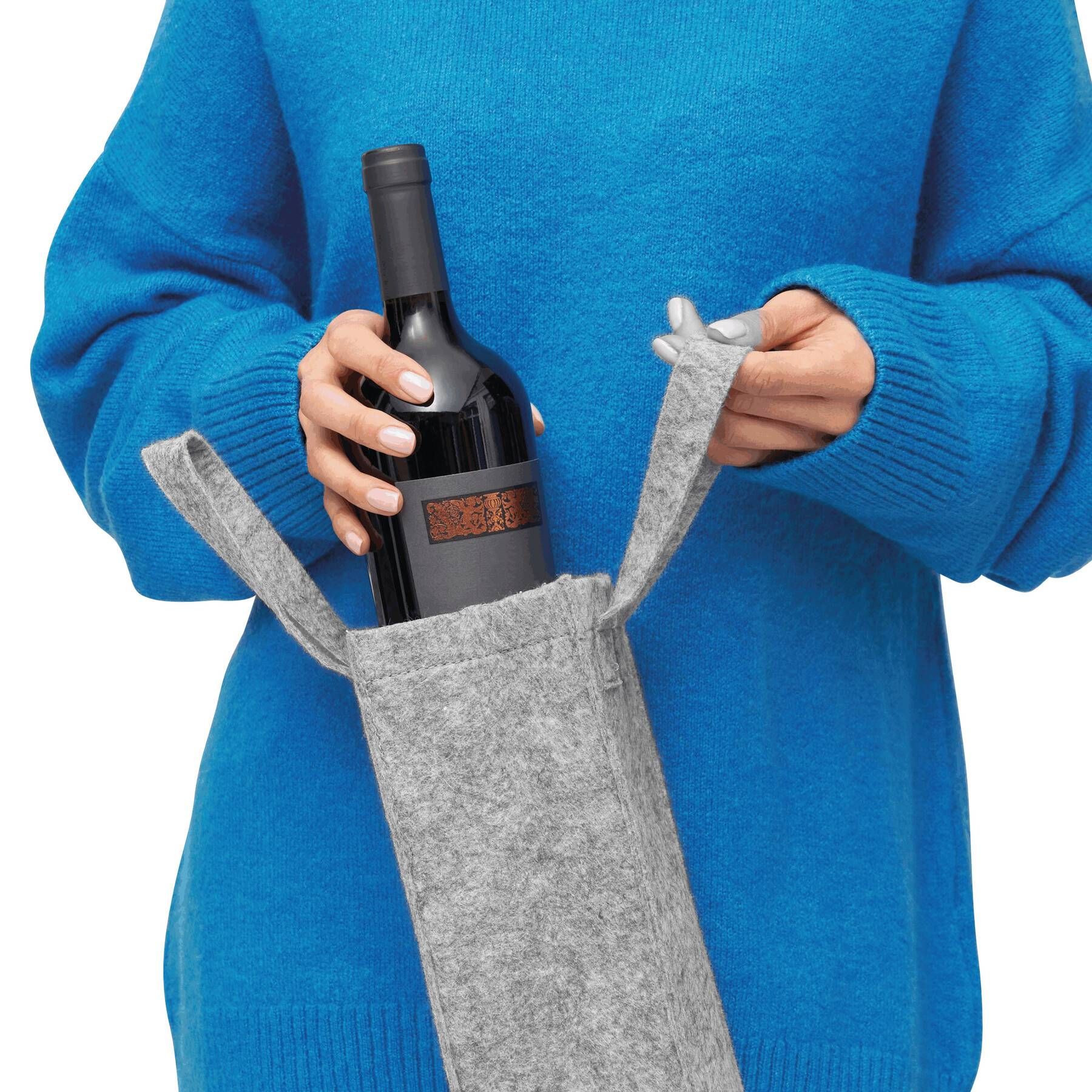 Filz-Flaschentasche CABERNET - grau-371