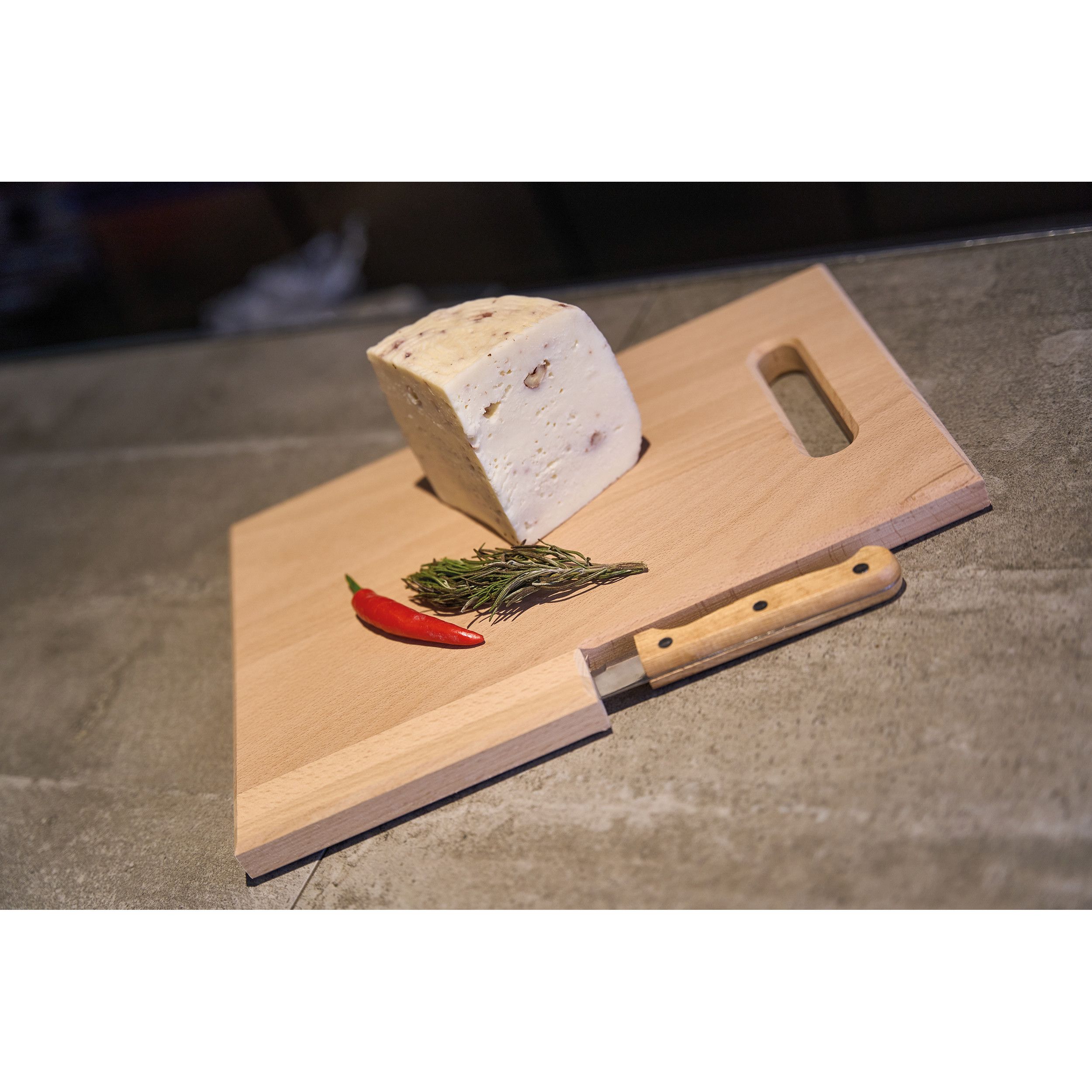 Holzbrett mit Messer Lizzano - braun-389