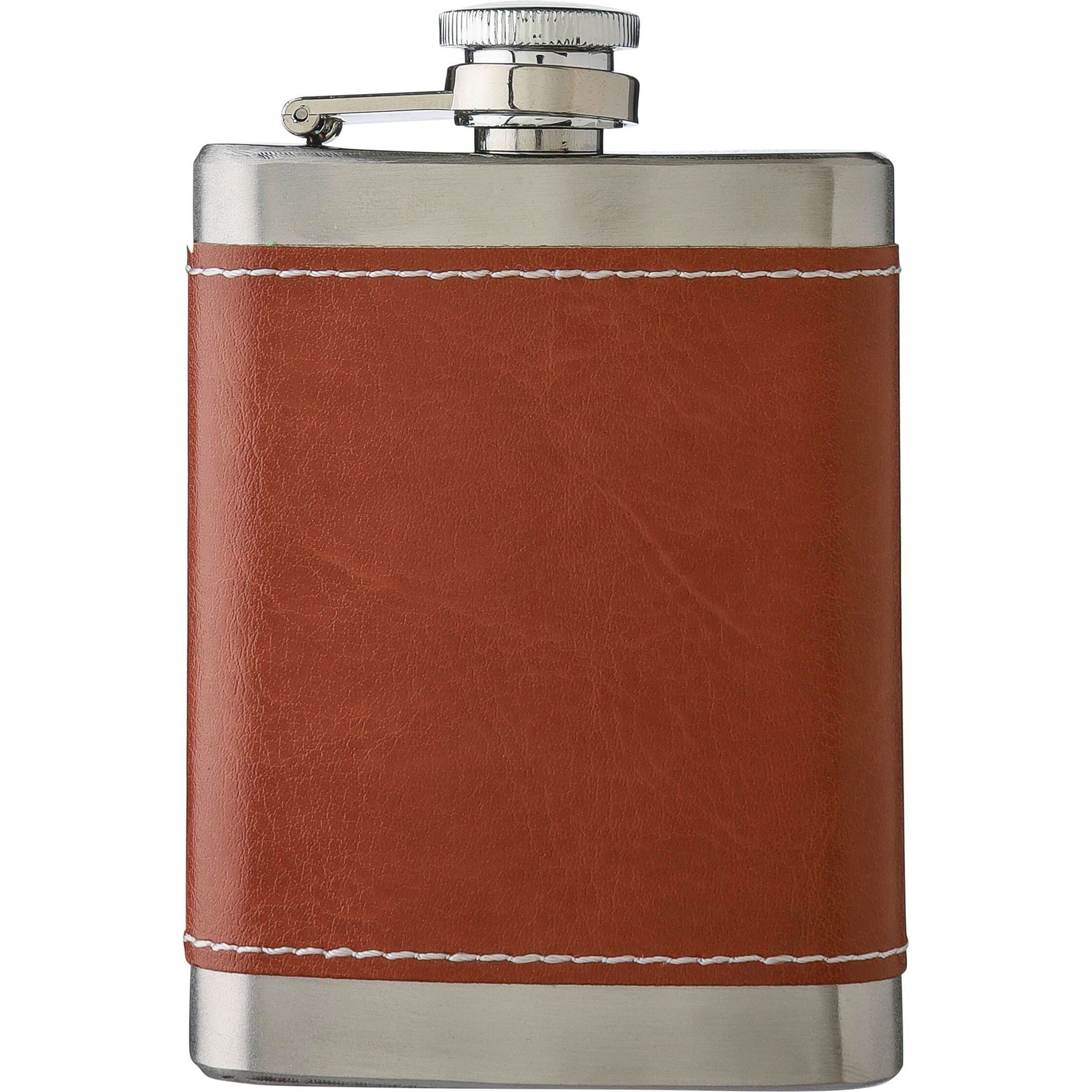 Flachmann aus Edelstahl Cedric - braun-967