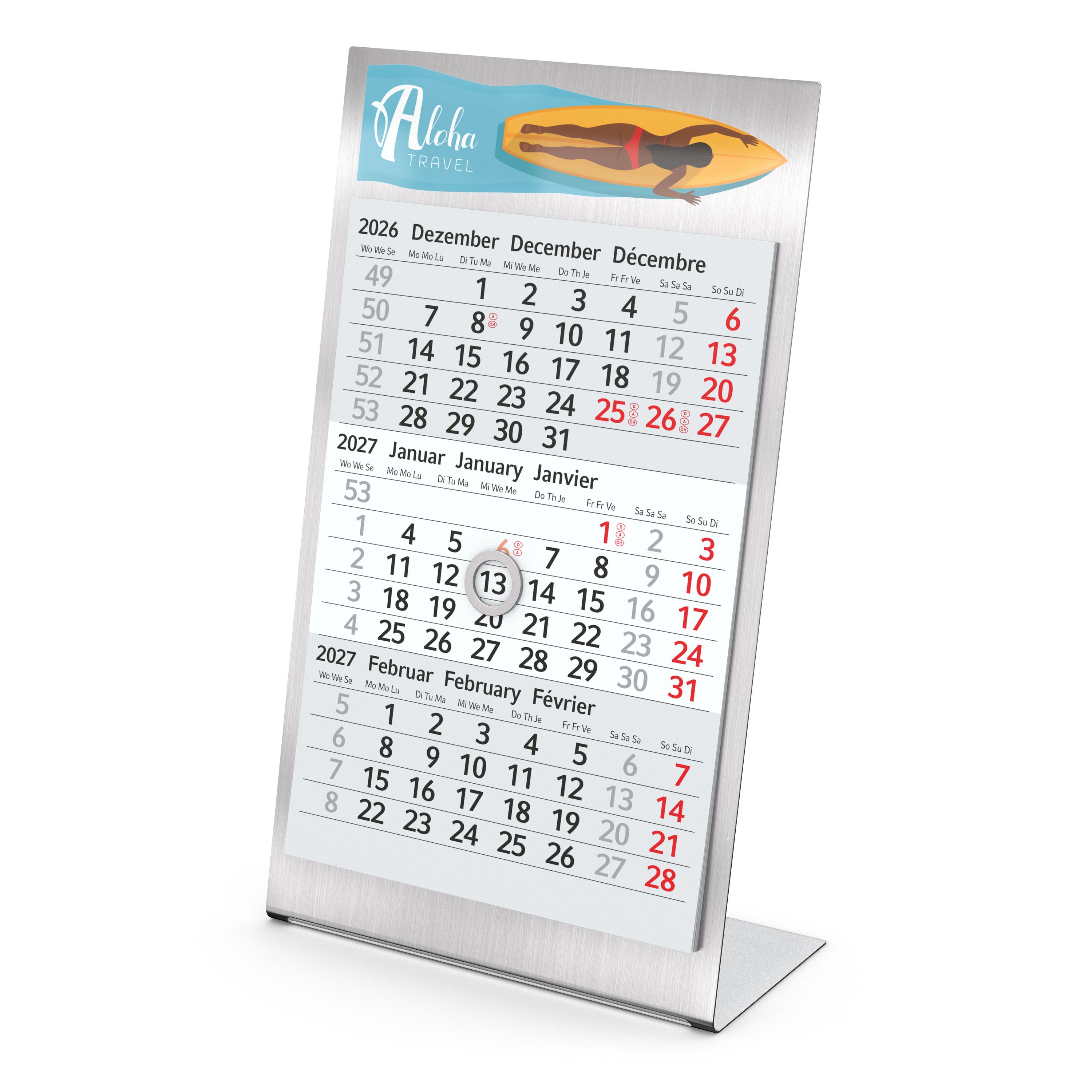 Tischkalender Desktop 3 Steel, 1 Jahr-491