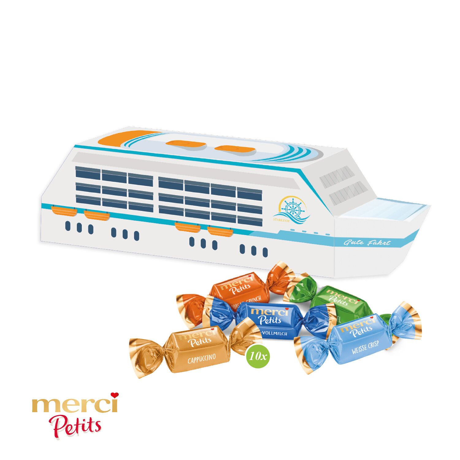 3D Präsent "Schiff" mit Merci Petits-991