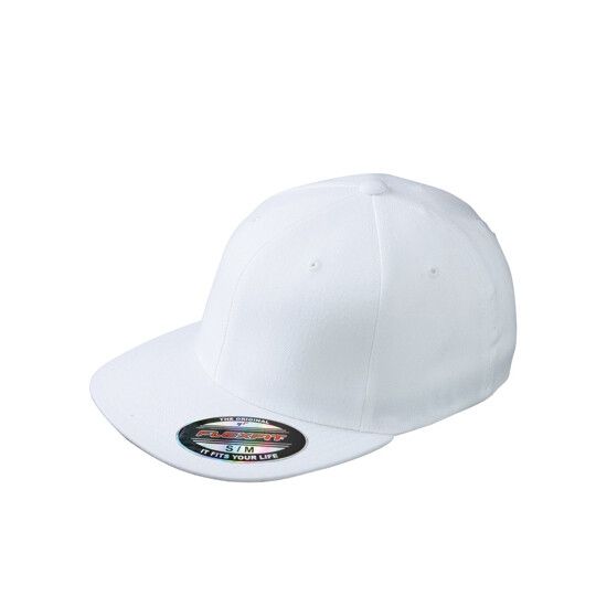 6 Panel Flexfit® Flat Peak Cap - white-447