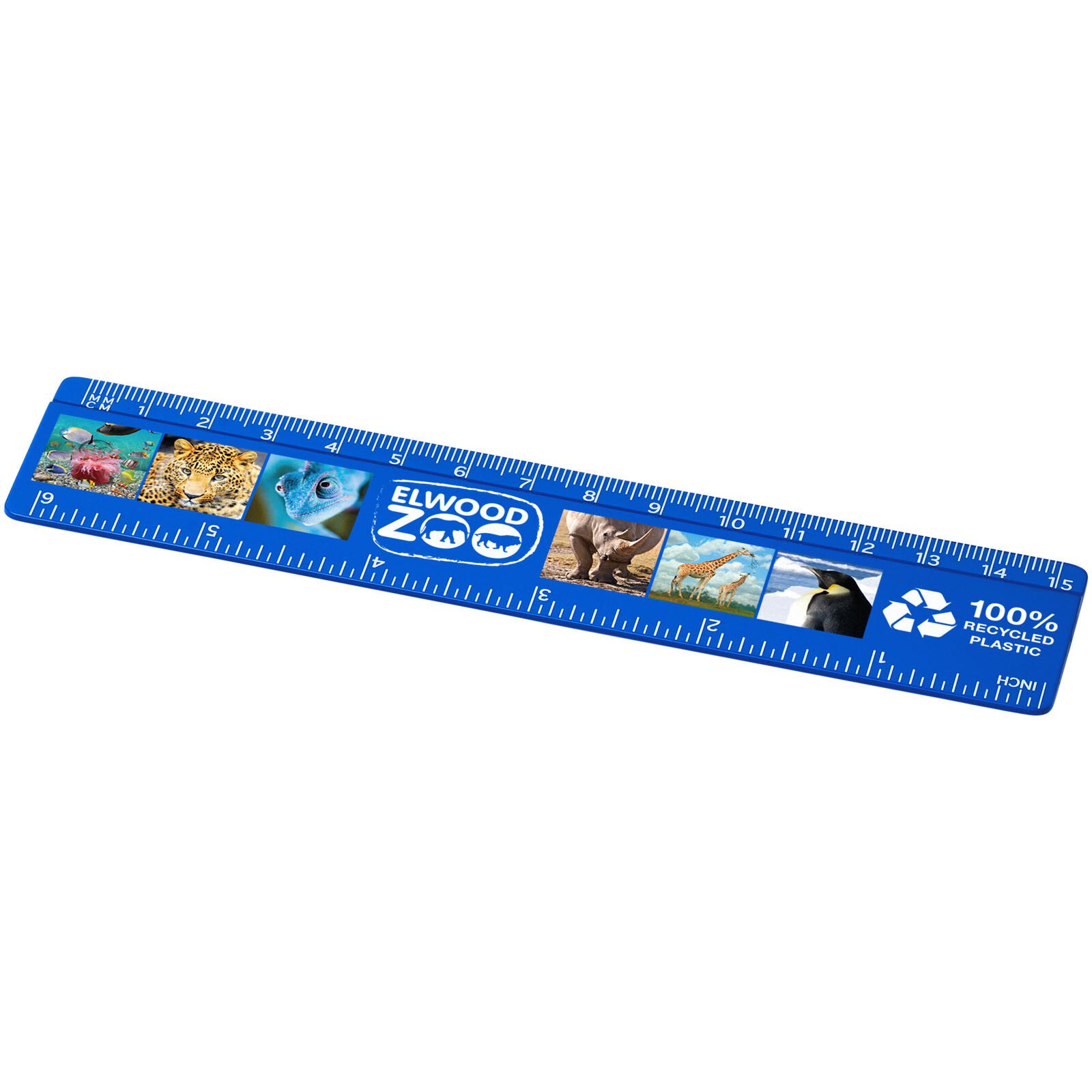 Refari 15 cm Lineal aus recyceltem Kunststoff - blau-129