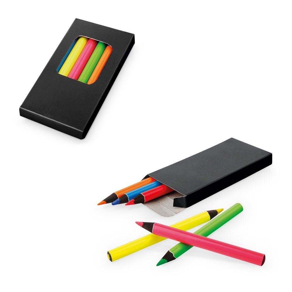 MEMLING Bleistiftbox mit 6 Buntstiften - schwarz-424