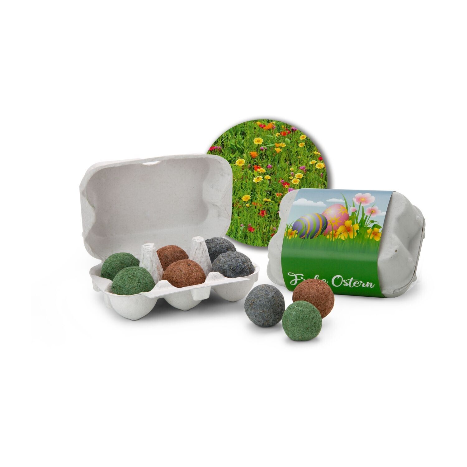 Bienenweide im Oster-Eierkarton Blumen-903
