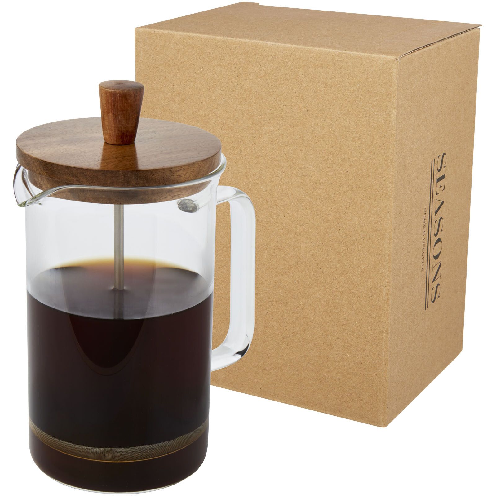 Ivorie 600 ml Kaffeebereiter - transparent -  holz-53
