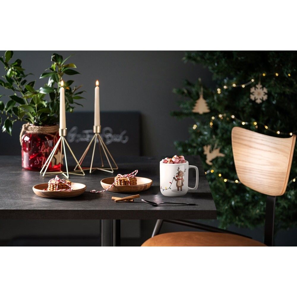 REINDEER Becher mit Weihnachtsdruck 330 ml - weiß-747