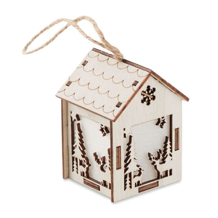 Anhänger Haus mit Licht -40 PONIA - holz-696
