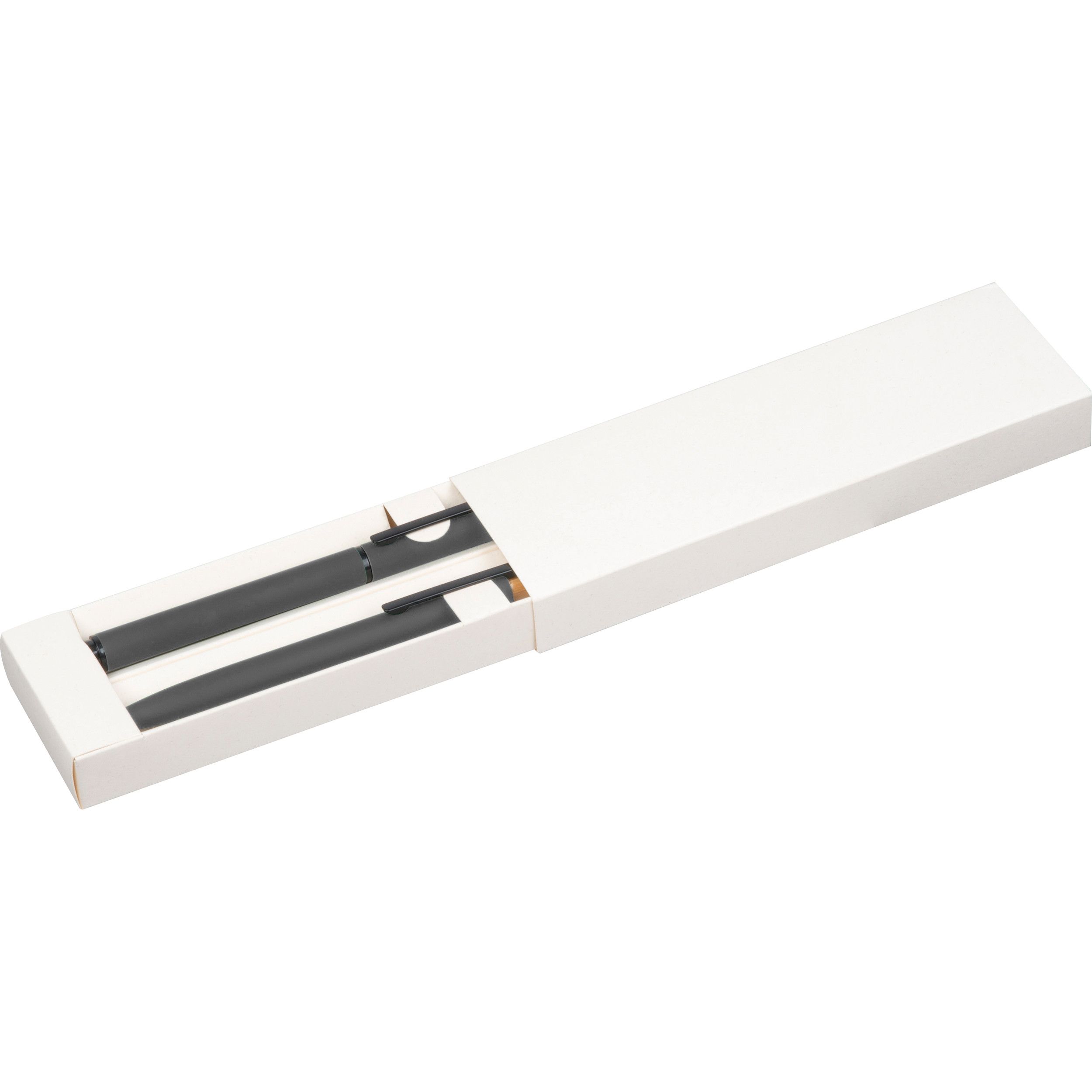 Schreibset mit Kugelschreiber und Rollerball aus recyceltem Aluminium  - anthrazit-236